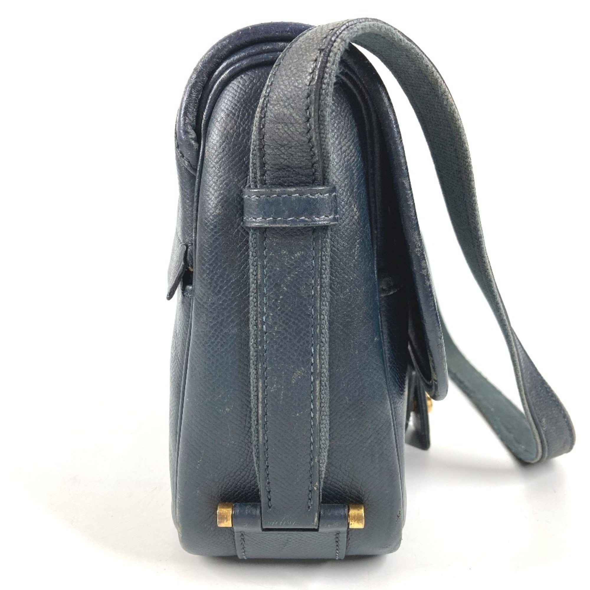Hermes Navy Leather Shoulder Bag (Pre-Owned)