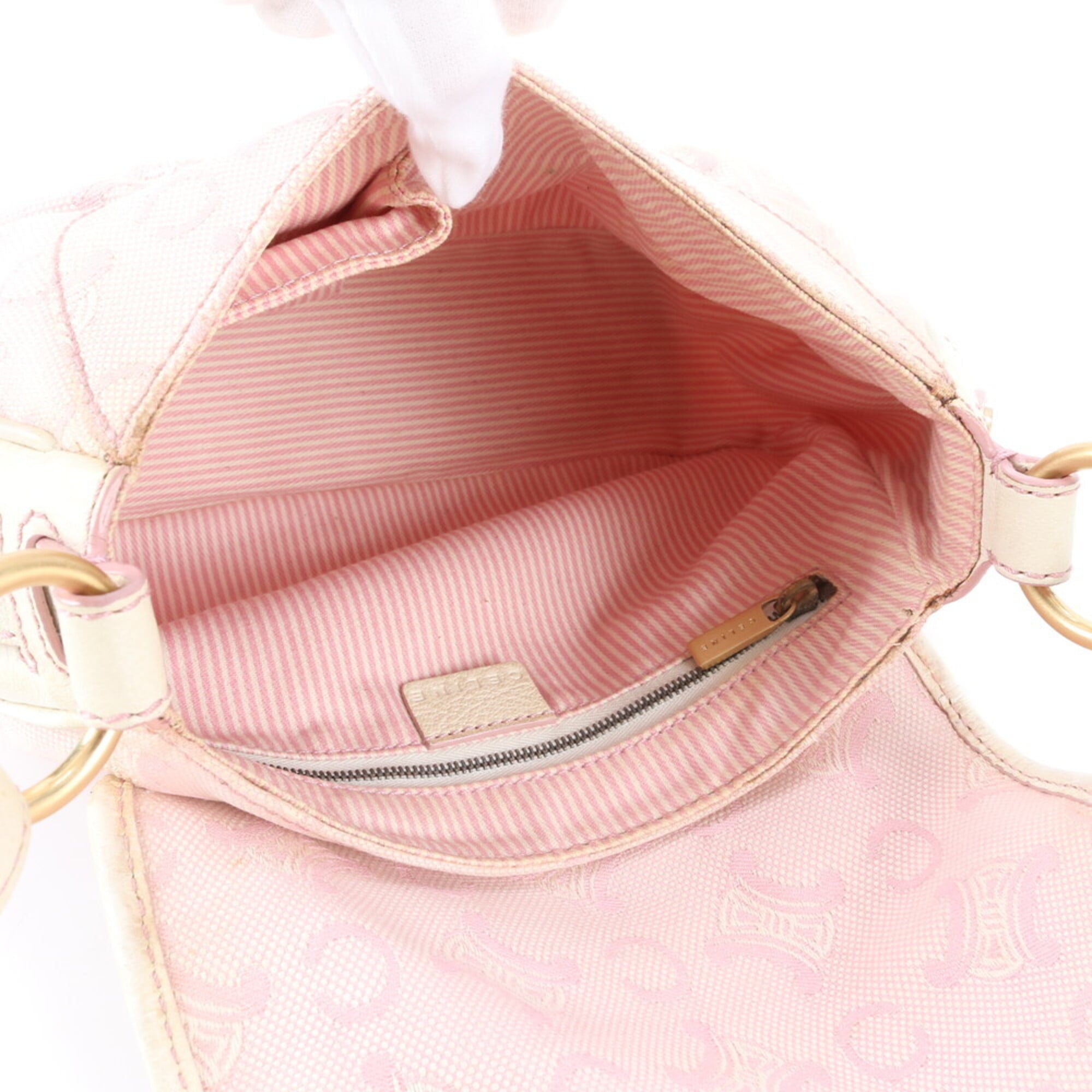 Celine Macadam Ivory Pink Leather Canvas Handbag Shoulder Bag (Pre-Owned)