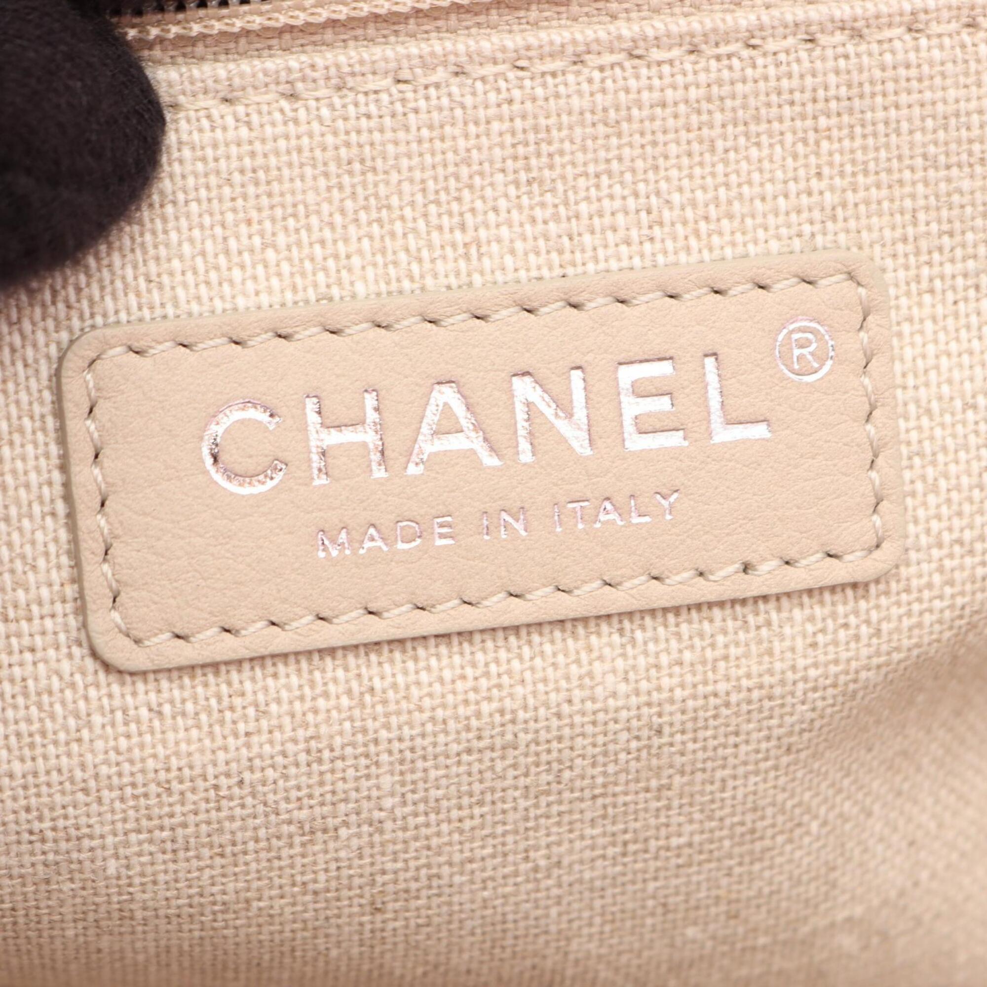 Chanel Pink Canvas Leather Handbag Pouch Tote Bag (Pre-Owned)