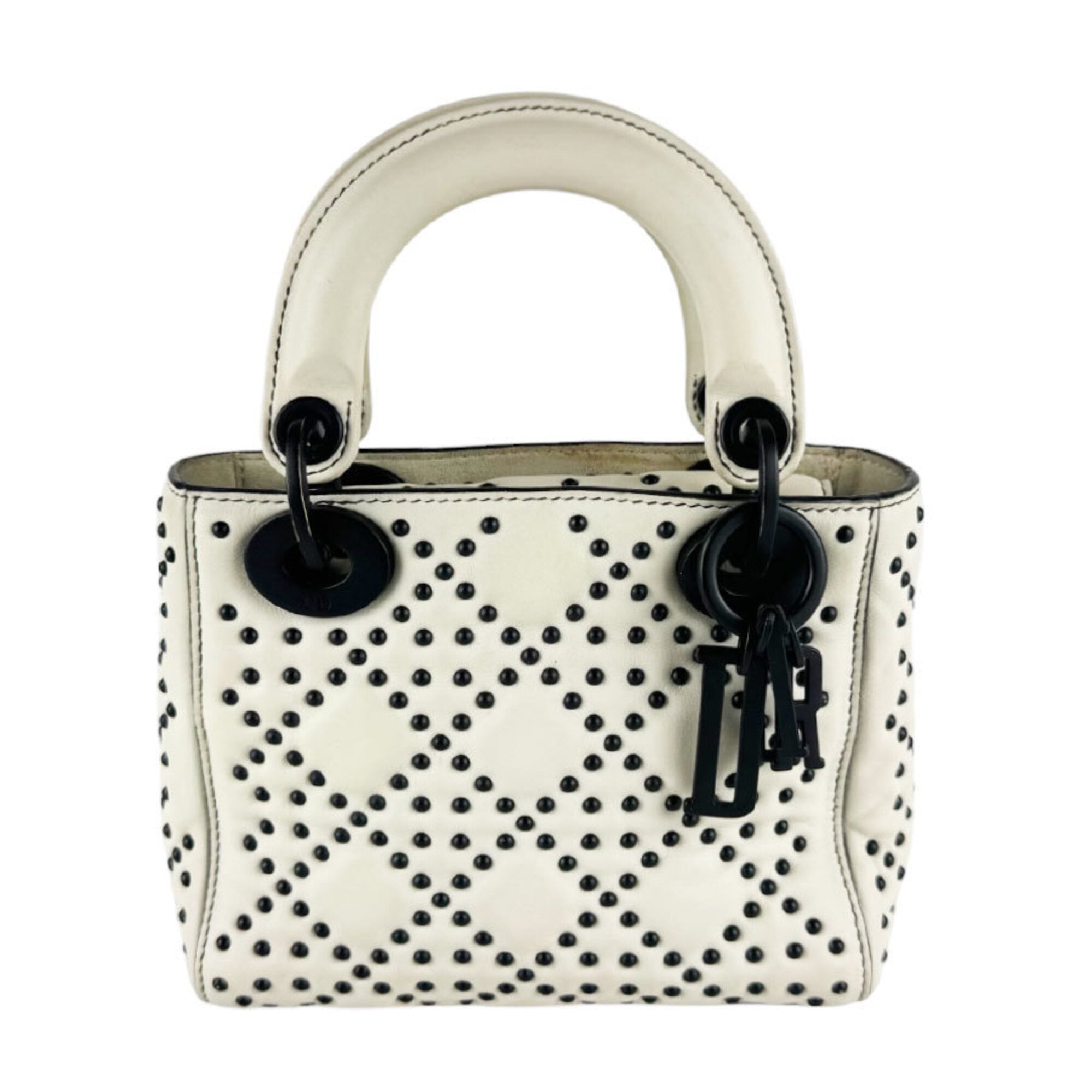 Christian Dior Black Ivory Leather Handbag Shoulder Bag (Pre-Owned)