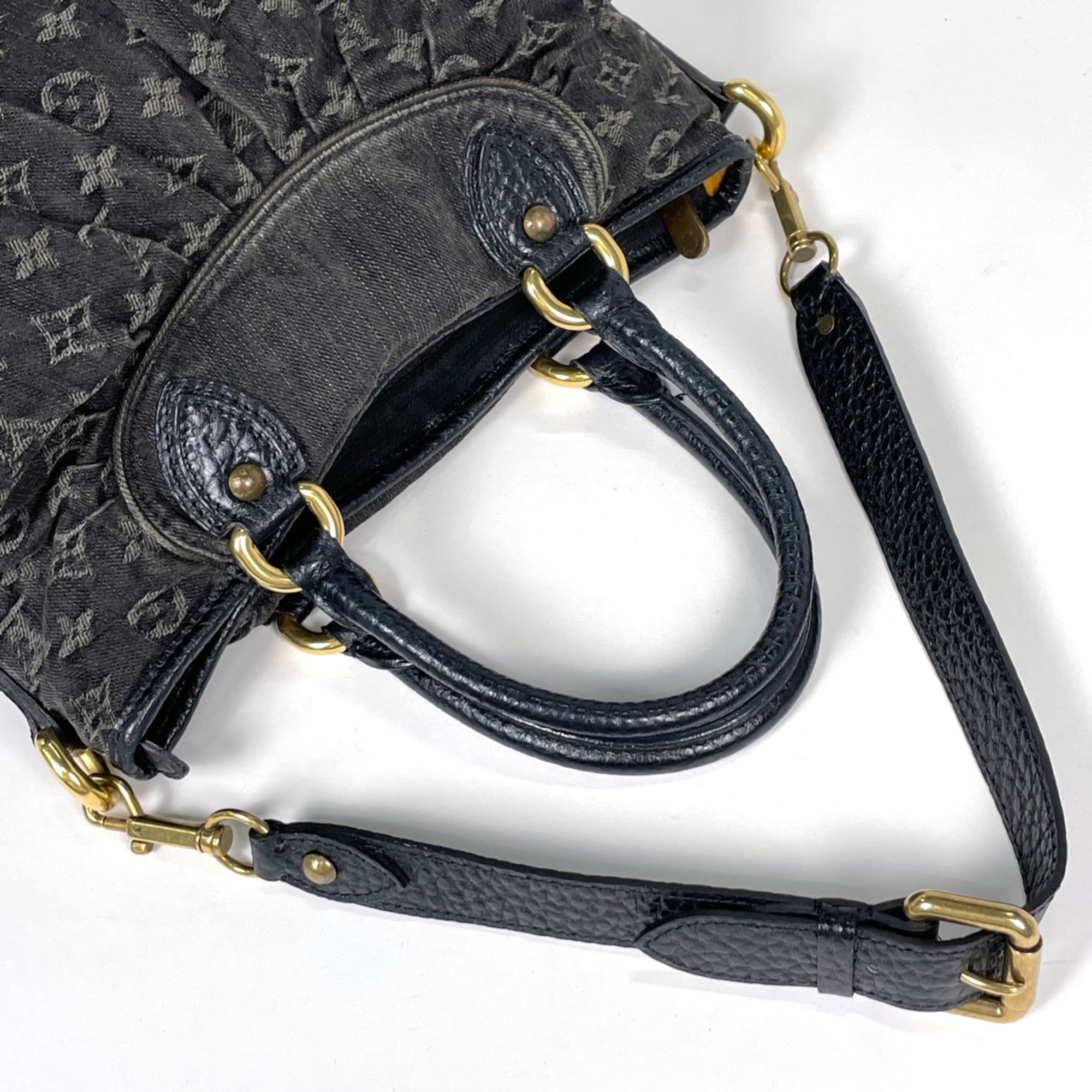 Louis Vuitton Black Noir Monogram Denim Handbag (Pre-Owned)