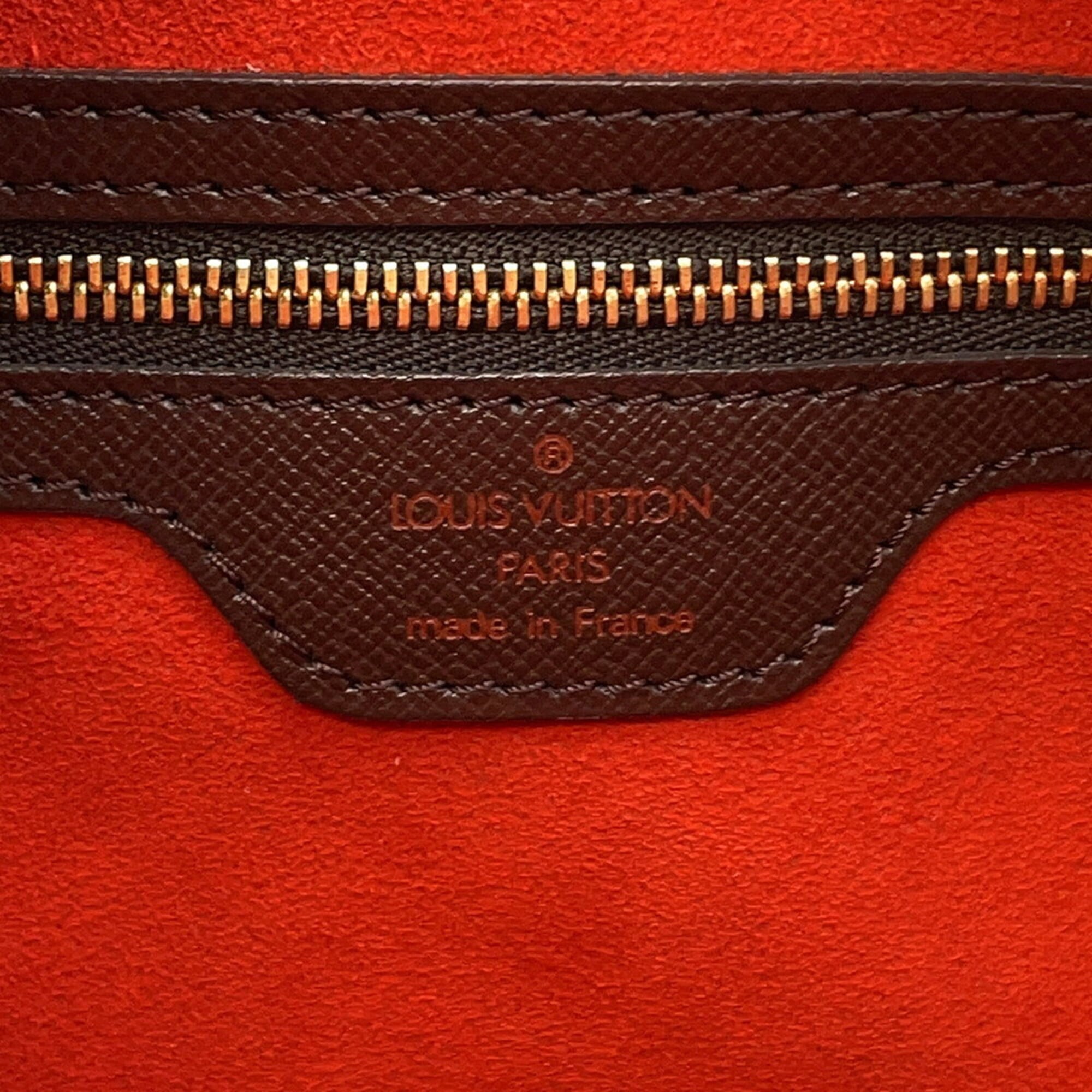 Louis Vuitton Damier Canvas Ebene Red Color Exotic Leather Handbag (Pre-Owned)