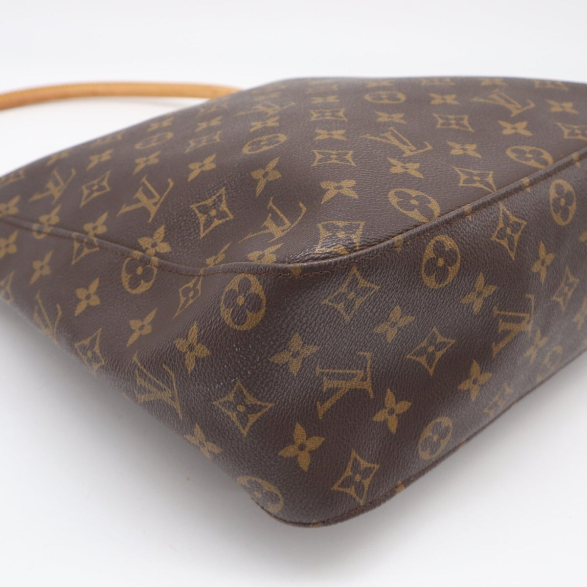 Louis Vuitton Beige Brown Monogram Coated Canvas Leather Handbag (Pre-Owned)