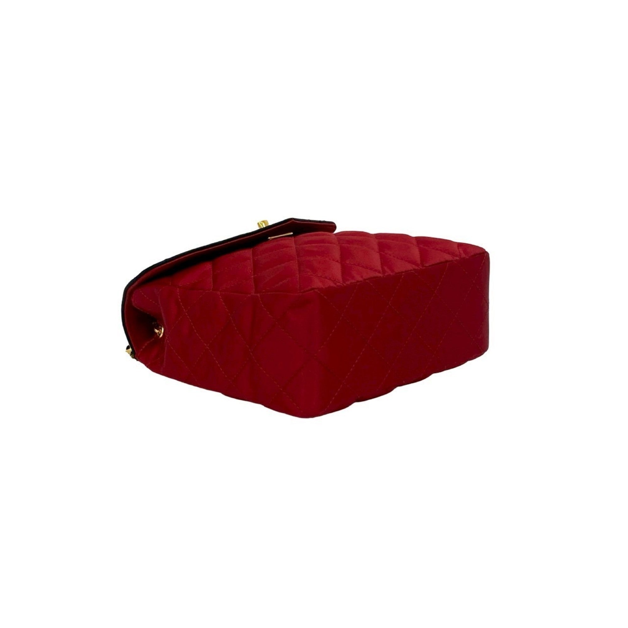 Chanel Black Red Color Satin Shoulder Bag (Pre-Owned)