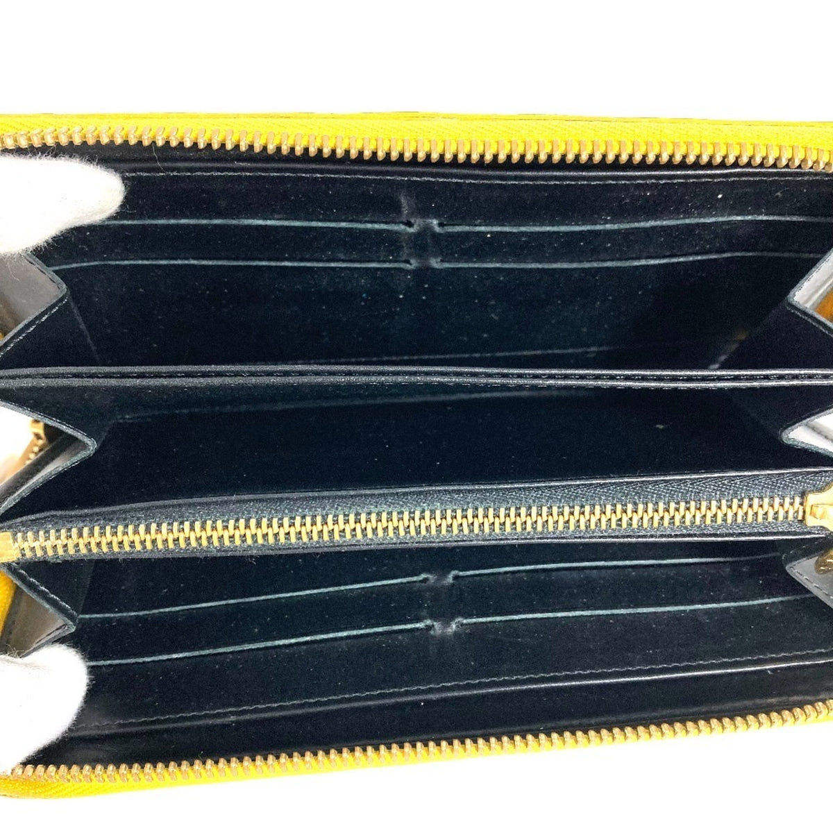 Louis Vuitton Dot Infinity (Yayoi Kusama) Black Yellow Patent Leather Long Wallet (Bi-Fold) (Pre-Owned)