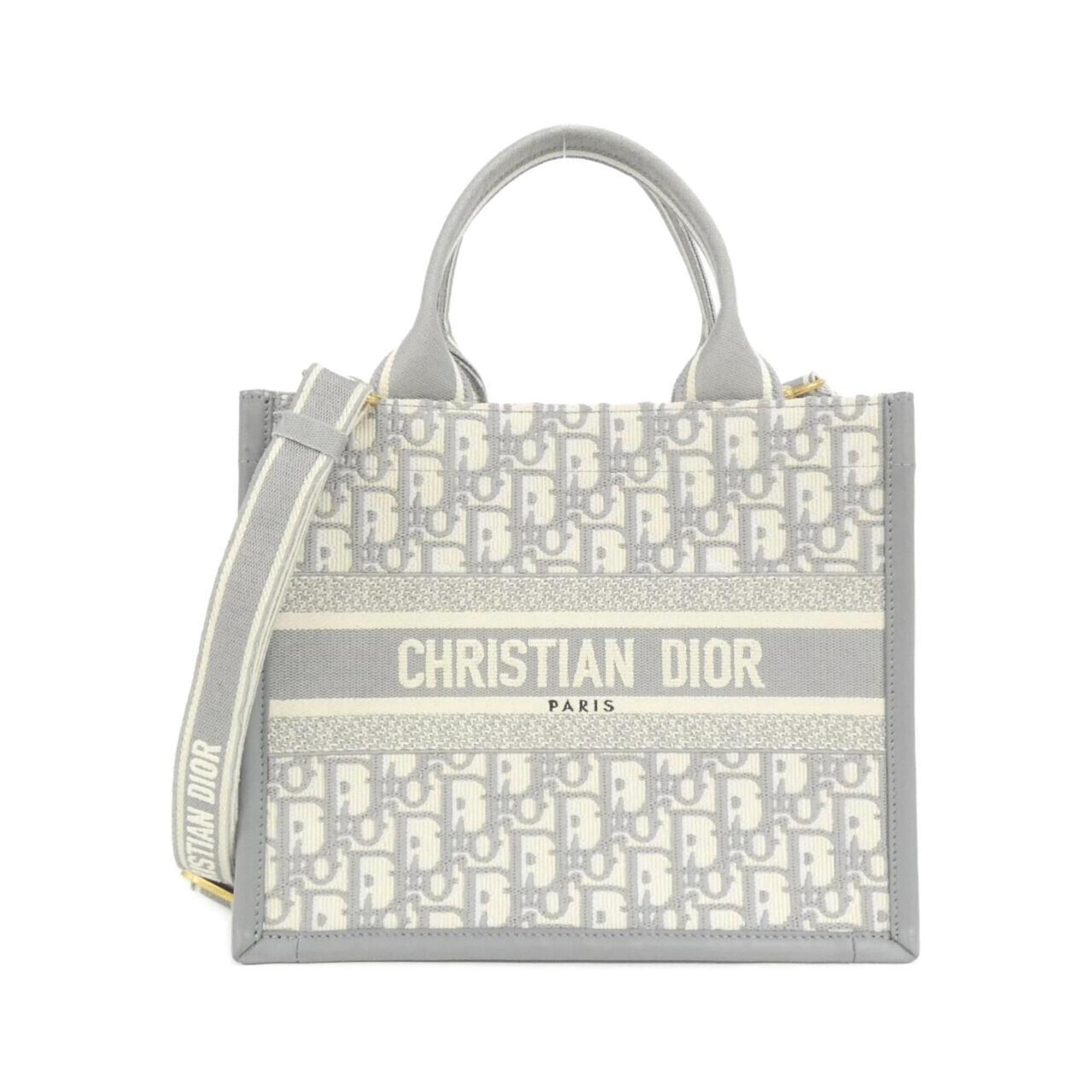 Christian Dior Gray Canvas Leather Handbag (Pre-Owned)