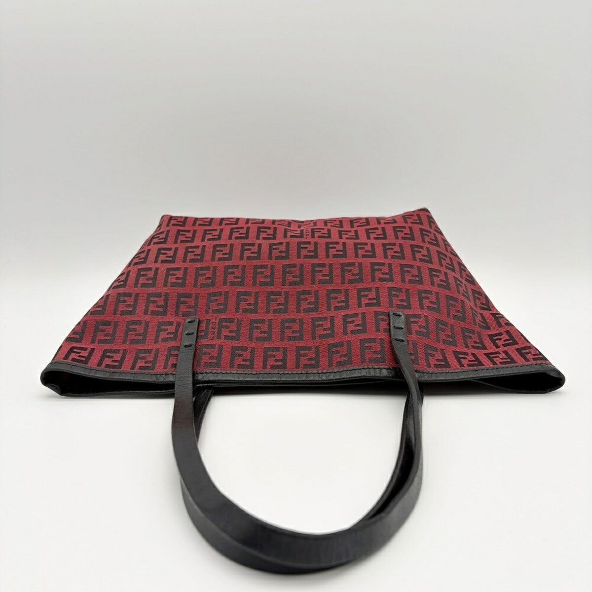 Fendi Black Red Color Canvas Leather Tote Bag (Pre-Owned)