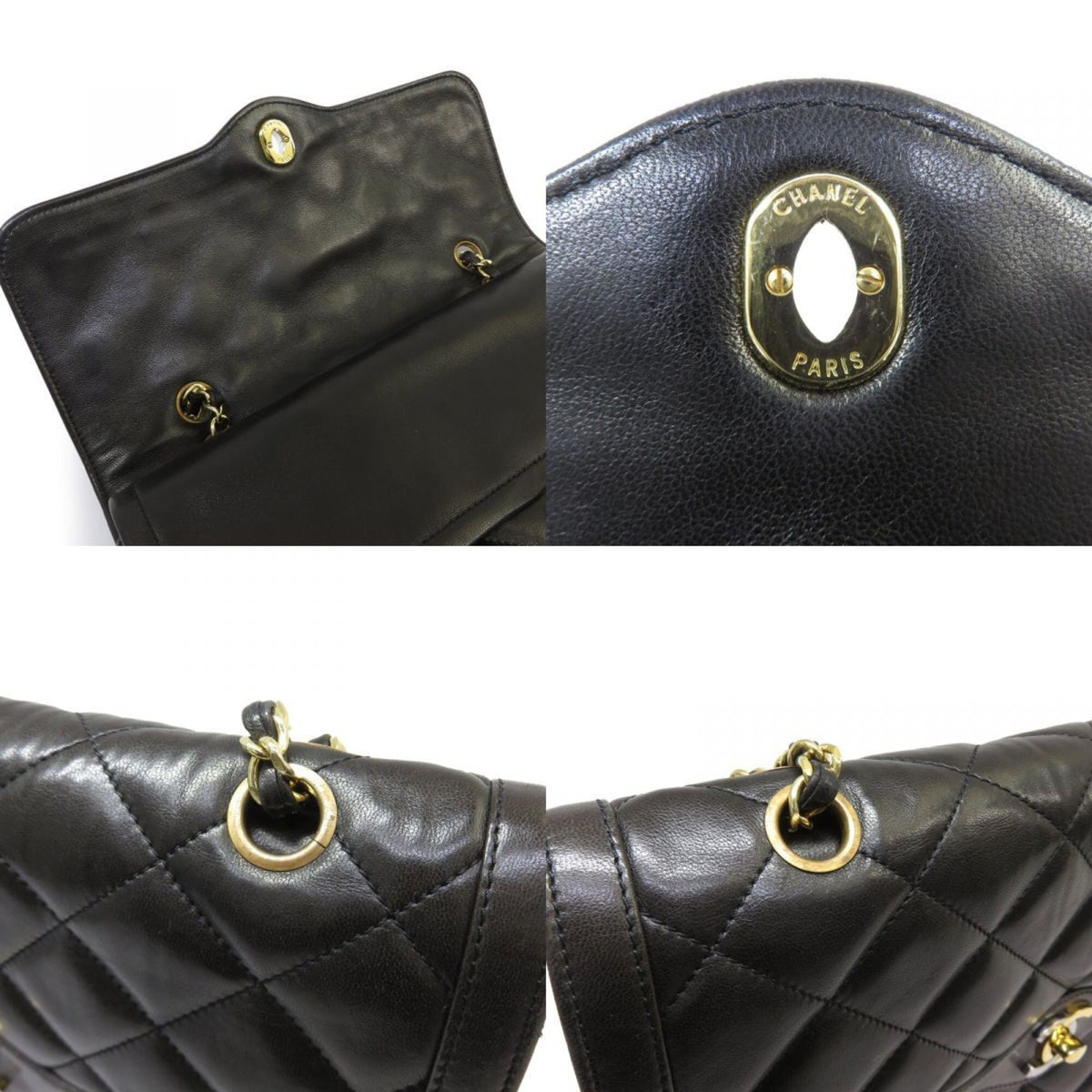 Chanel Matelasse Black Leather Shoulder Bag (Pre-Owned)