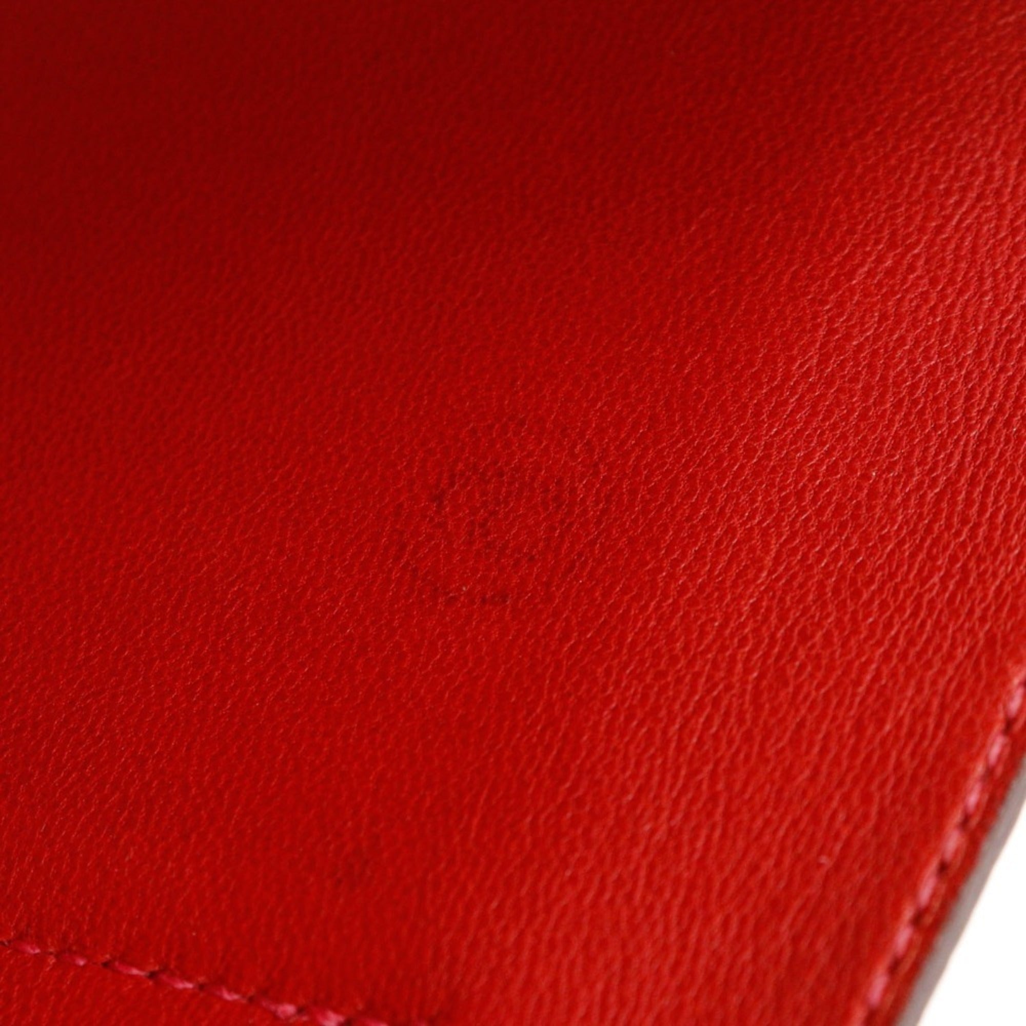 Hermes Dogon Red Color Taurillon Clemence Leather Long Wallet (Bi-Fold) (Pre-Owned)