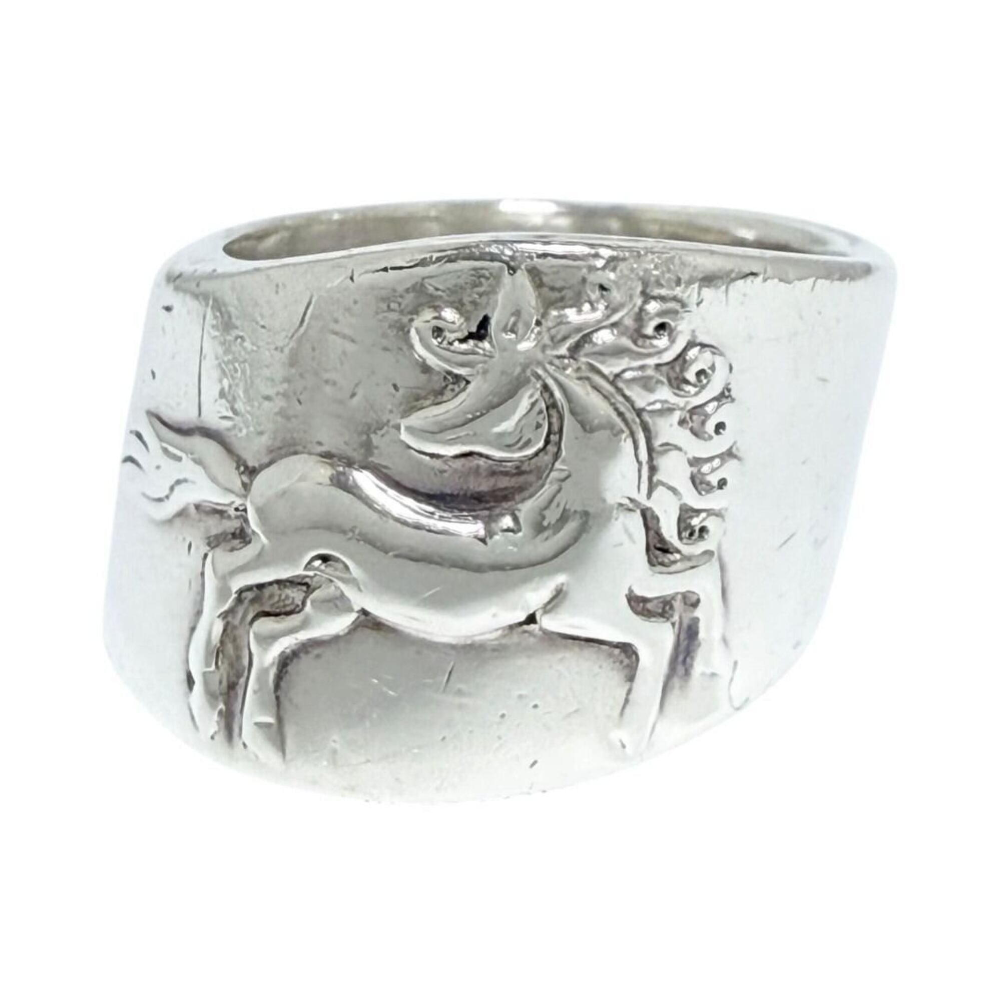 Hermes Silver Silver 925 Band Ring (Pre-Owned)