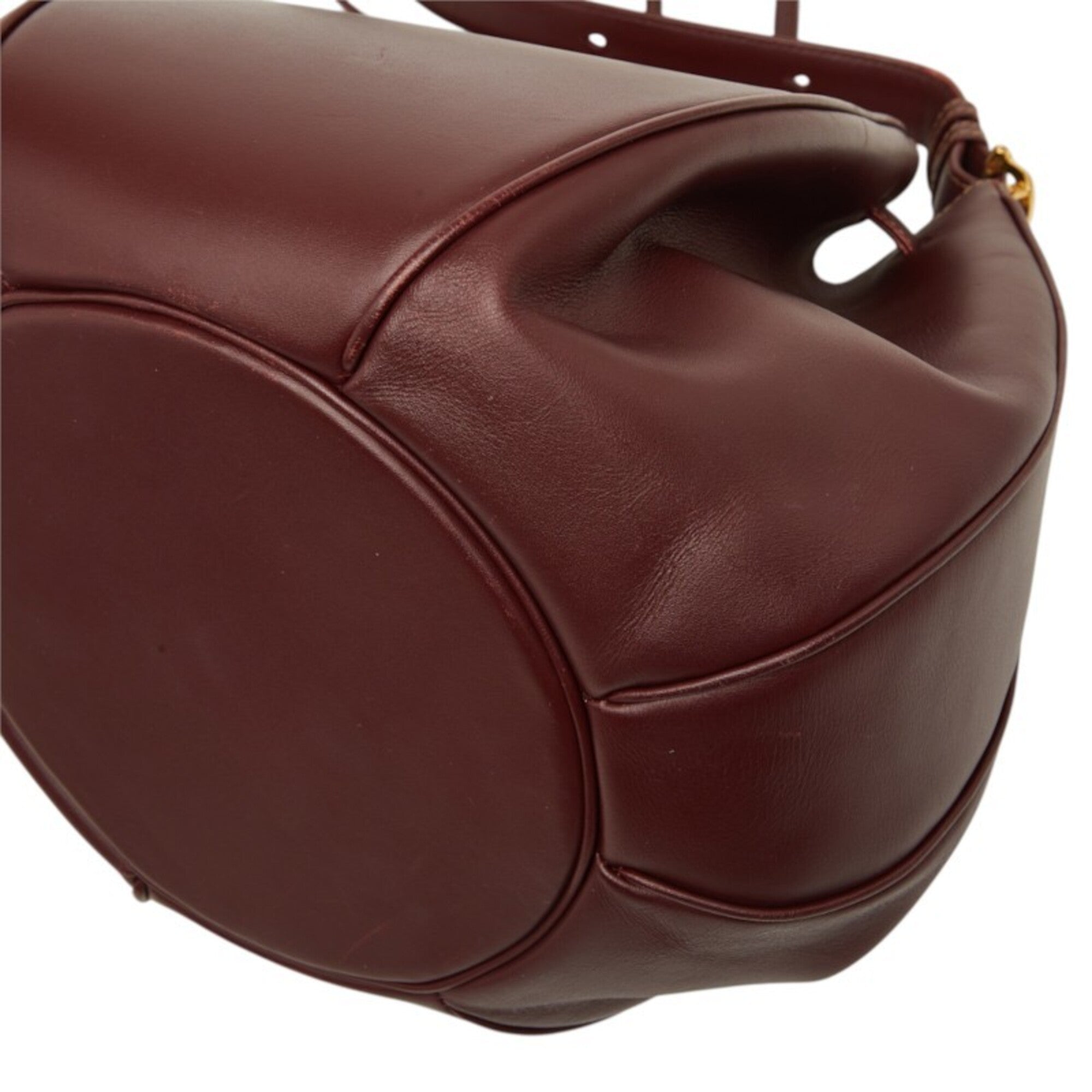 Cartier Bordeaux Wine Red Leather Shoulder Bag (Pre-Owned)