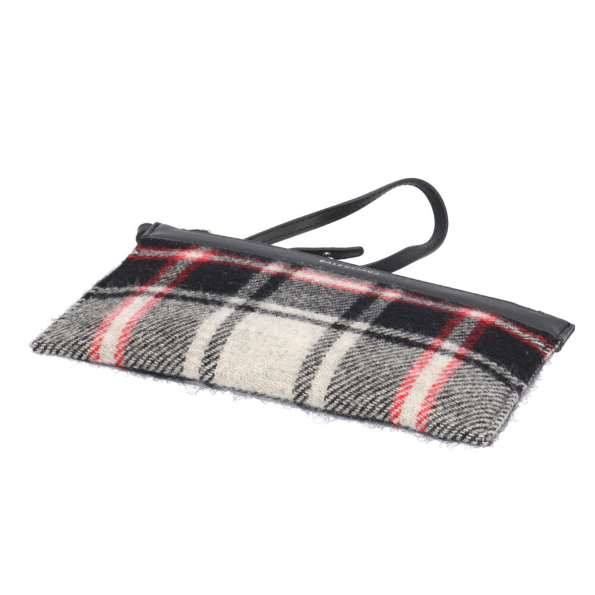Balenciaga Black Red Color White Wool Handbag (Pre-Owned)