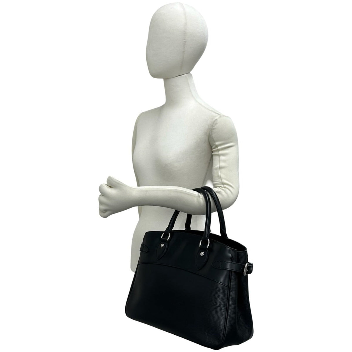 Louis Vuitton Black Leather Boston Bag Handbag Tote Bag (Pre-Owned)
