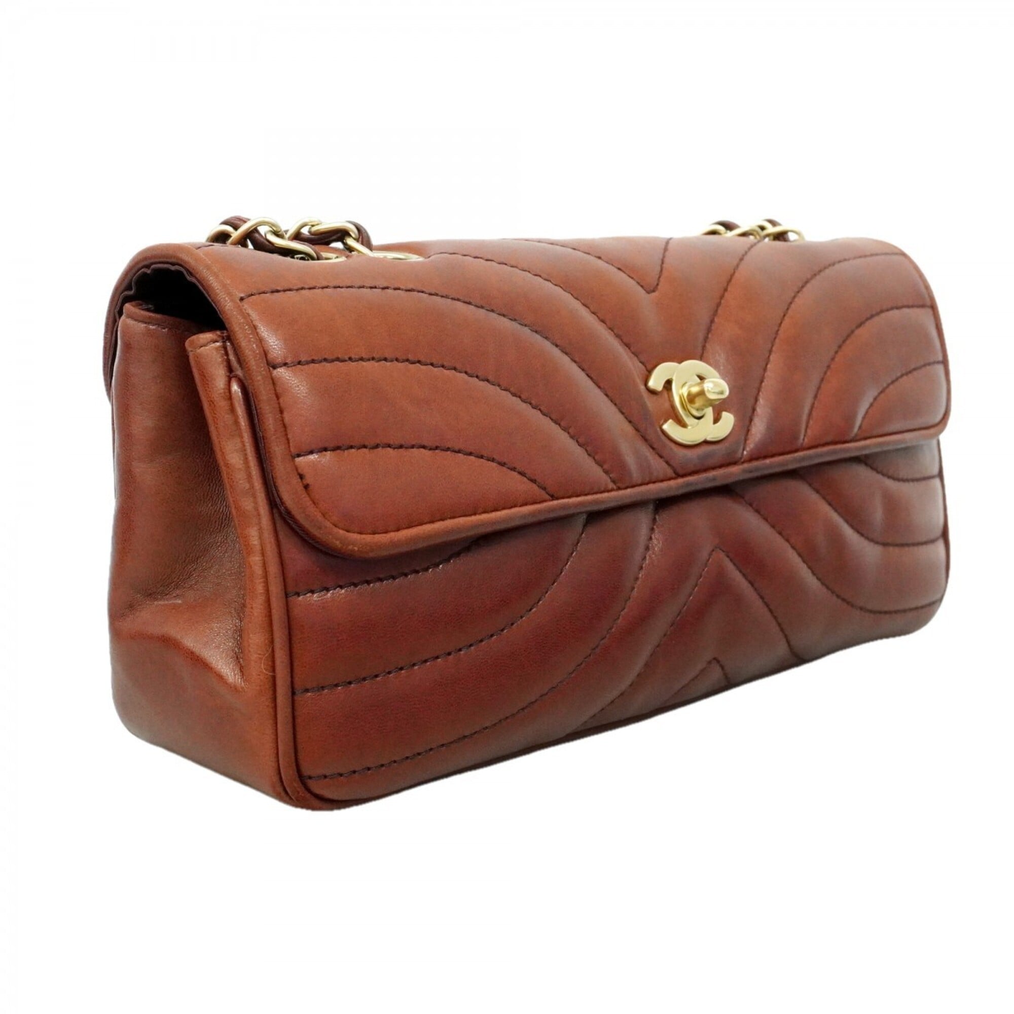 Chanel Dark Brown Leather Shoulder Bag (Pre-Owned)