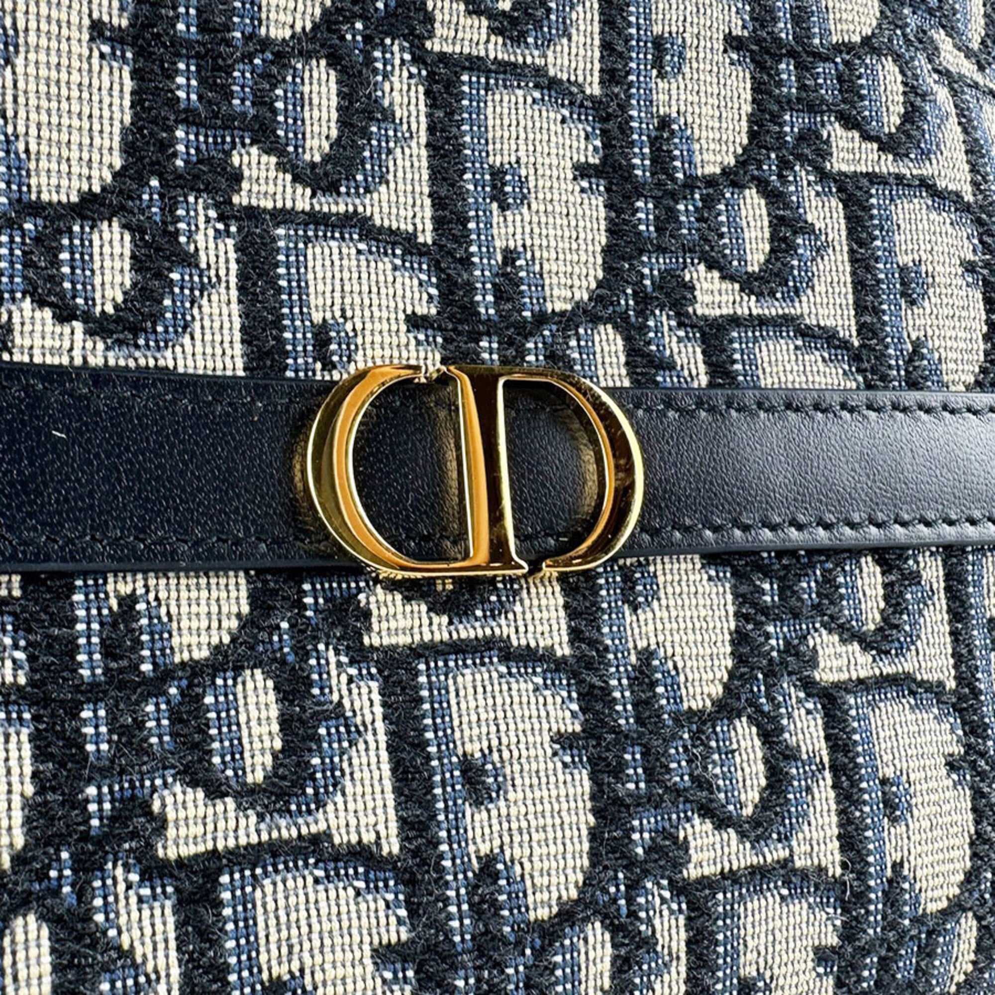 Christian Dior Navy Canvas Leather Shoulder Bag (Pre-Owned)