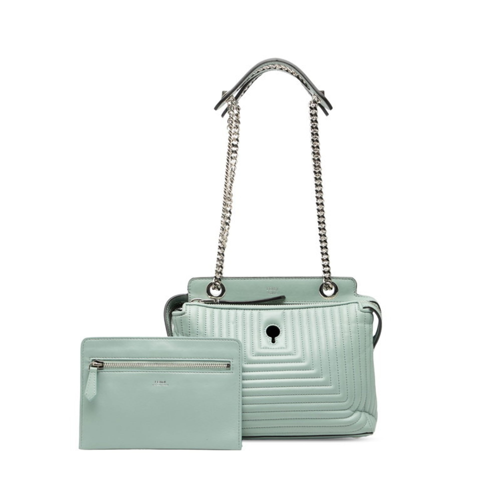 Fendi Light Blue Leather Shoulder Bag (Pre-Owned)
