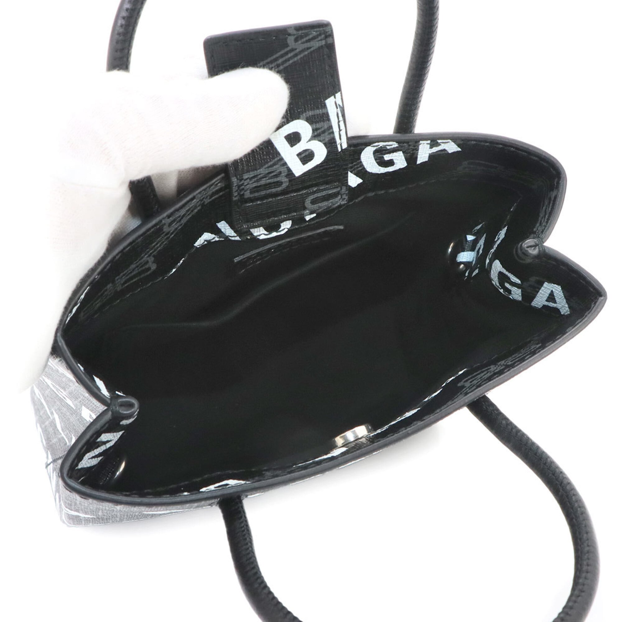 Balenciaga Black White Pvc Leather Handbag Shoulder Bag (Pre-Owned)