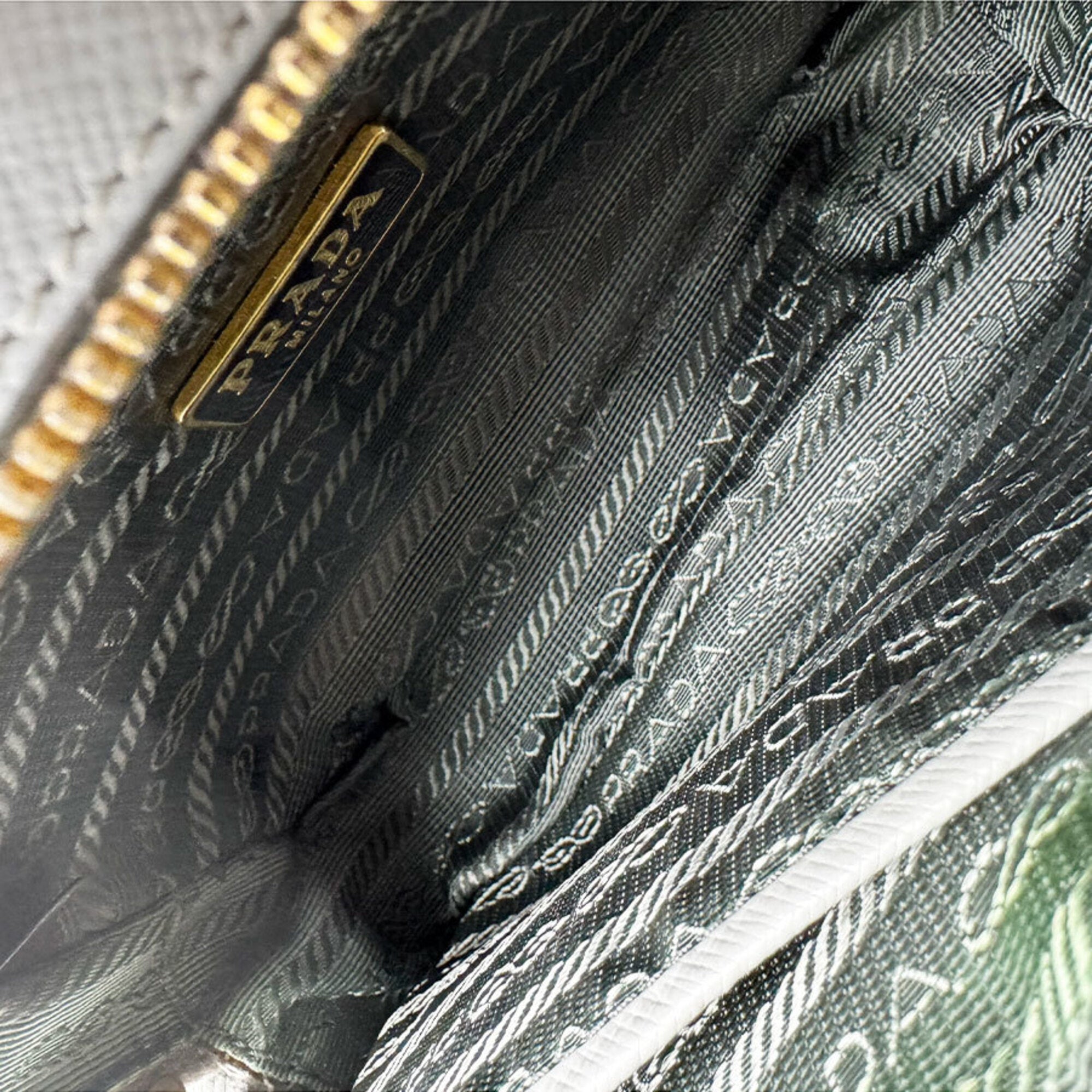 Prada Gray Leather Shoulder Bag (Pre-Owned)