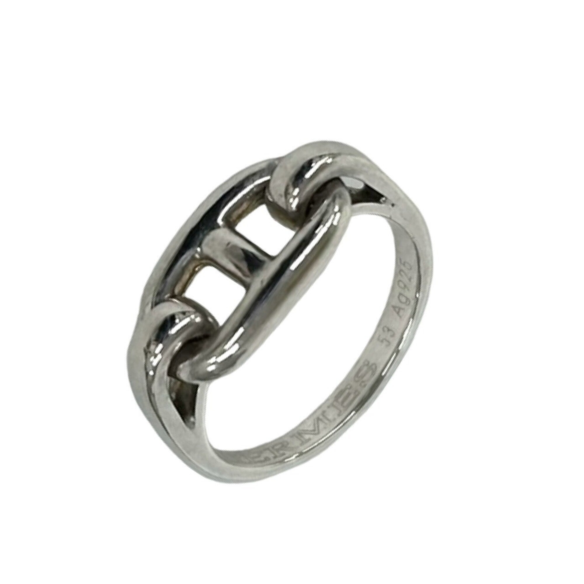 Hermes Silver Silver 925 Band Ring (Pre-Owned)