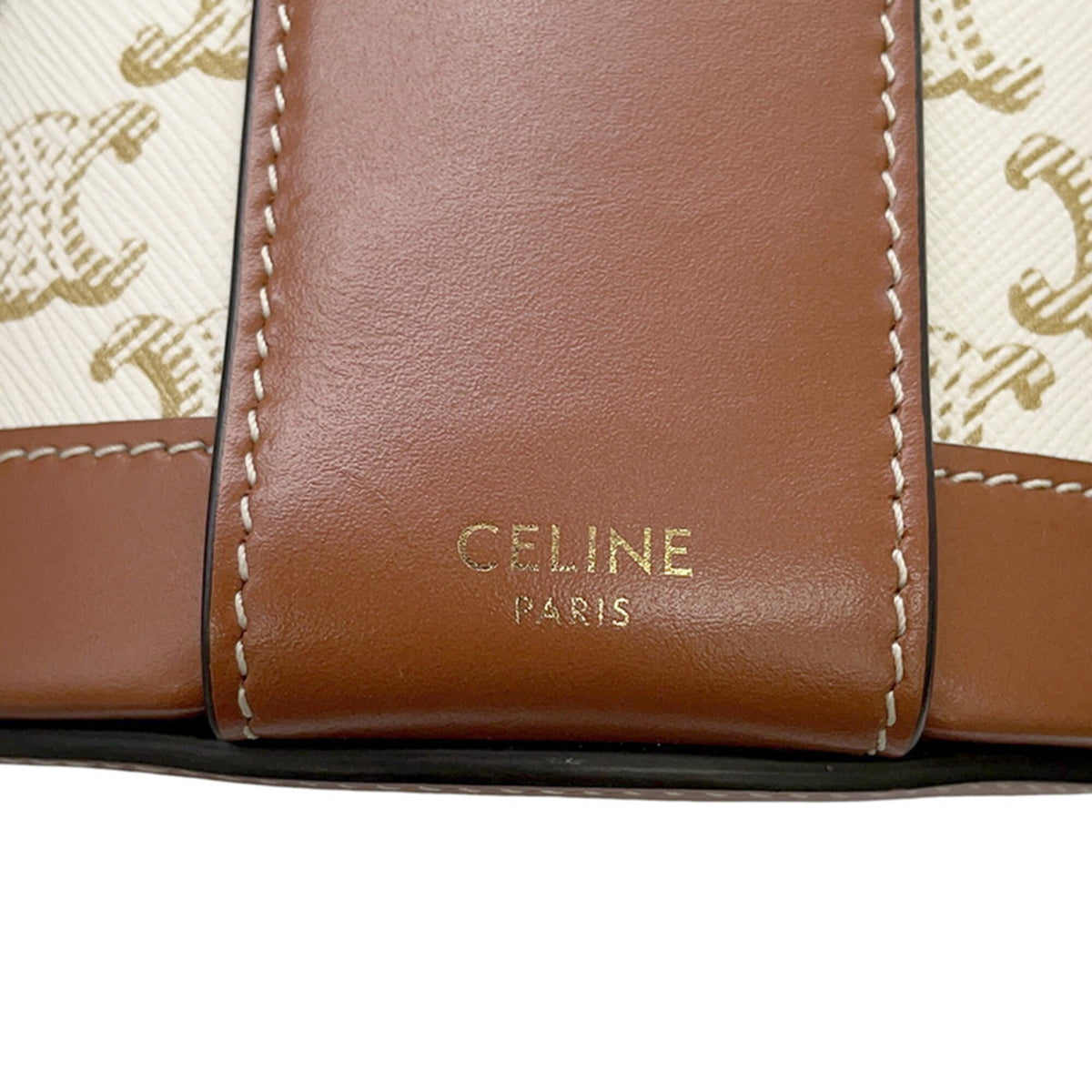 Celine Beige Brown Leather Pvc Handbag Shoulder Bag (Pre-Owned)