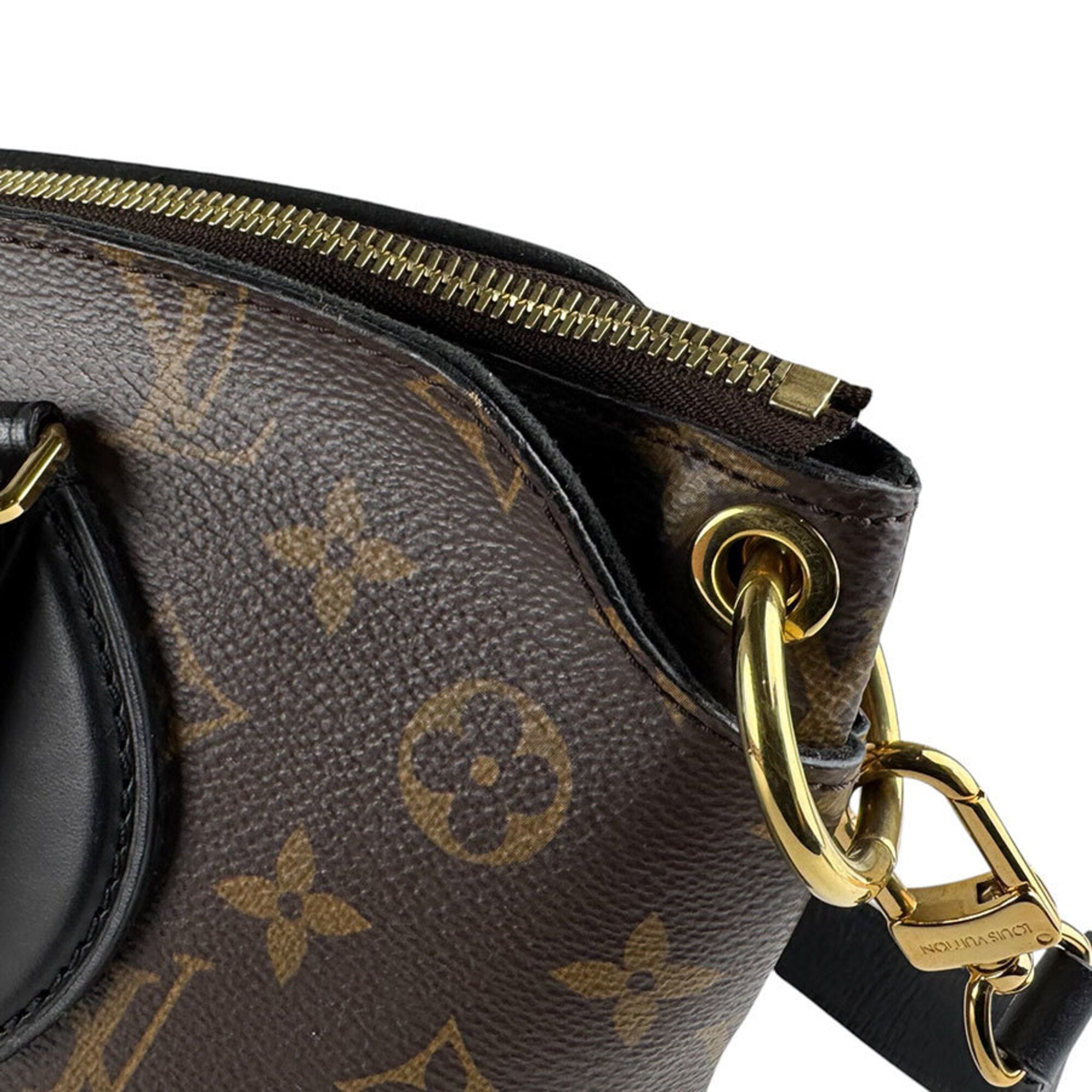 Louis Vuitton Black Brown Monogram Monogram Leather Handbag Shoulder Bag (Pre-Owned)