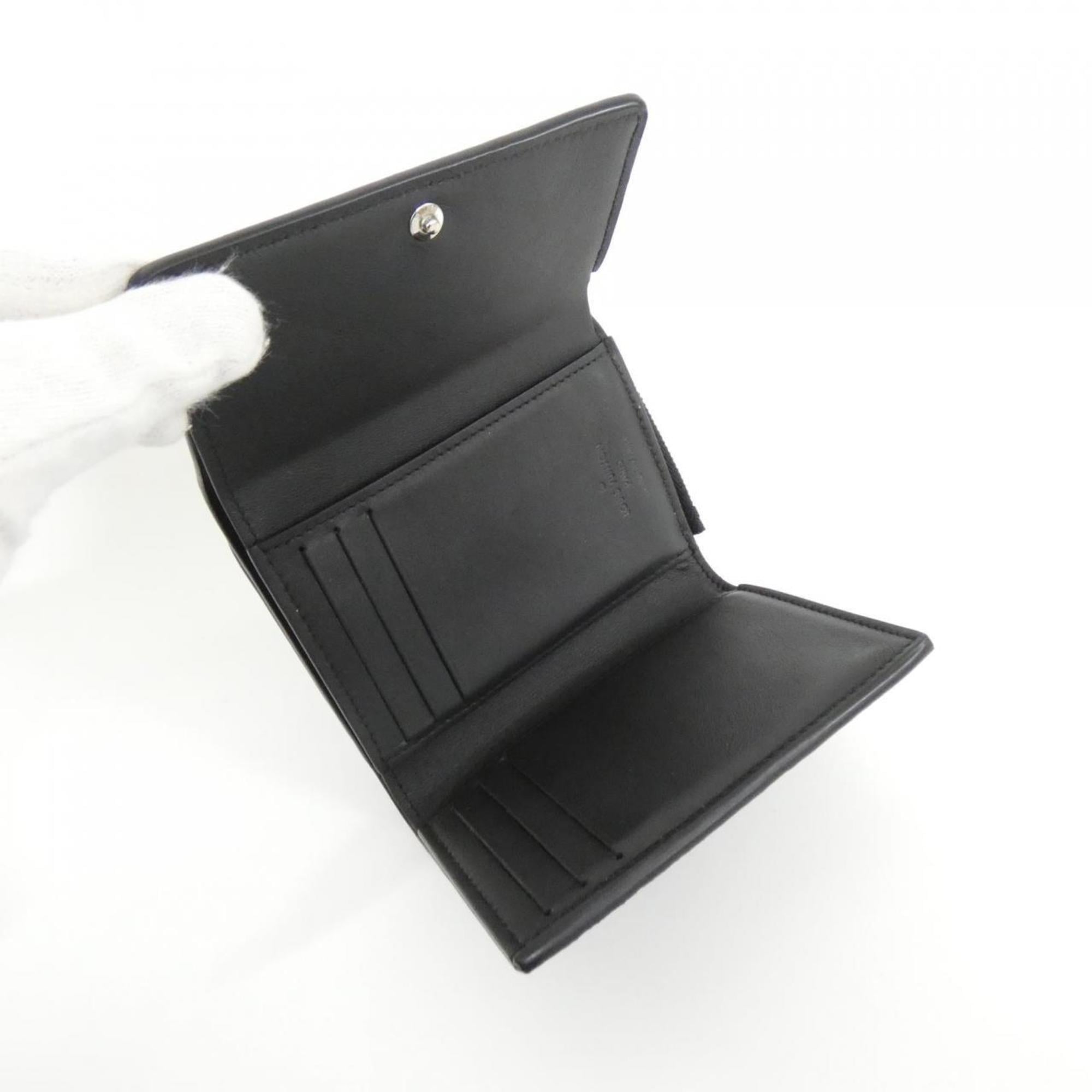 Louis Vuitton Black Leather Wallet (Tri-Fold) (Pre-Owned)