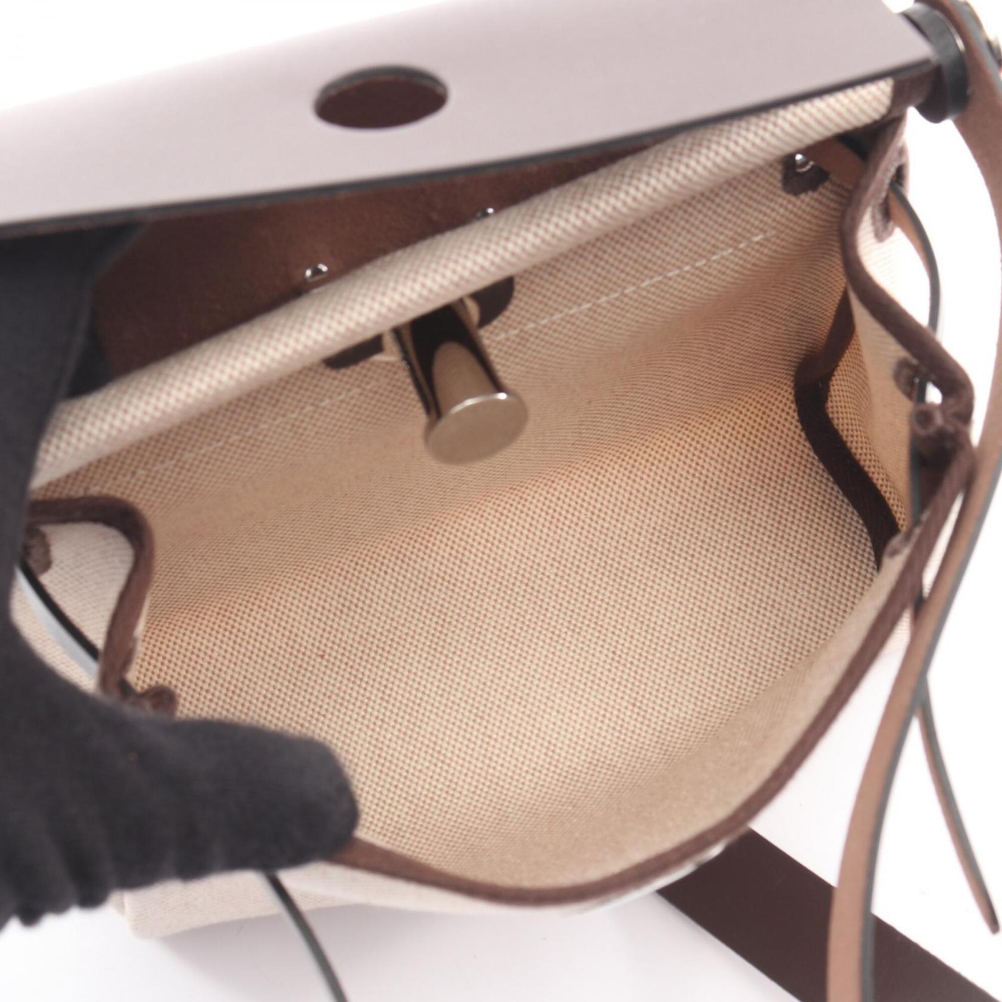 Hermes Brown Ivory Canvas Toile H Handbag Shoulder Bag (Pre-Owned)