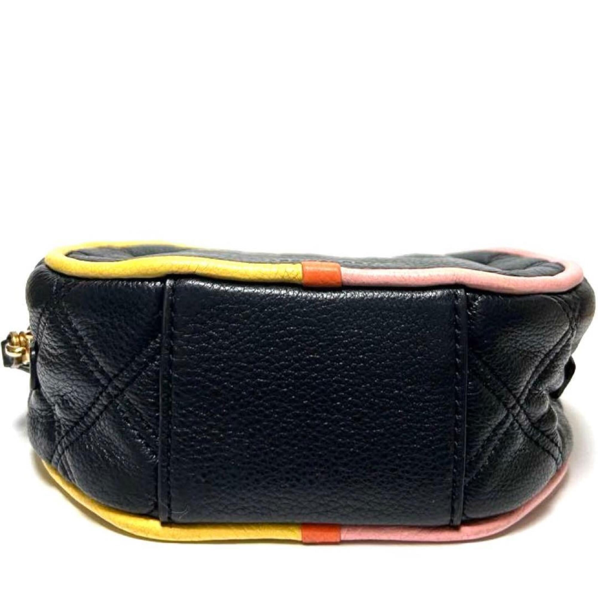Marc Jacobs Black Pink Orange Yellow Leather Shoulder Bag (Pre-Owned)