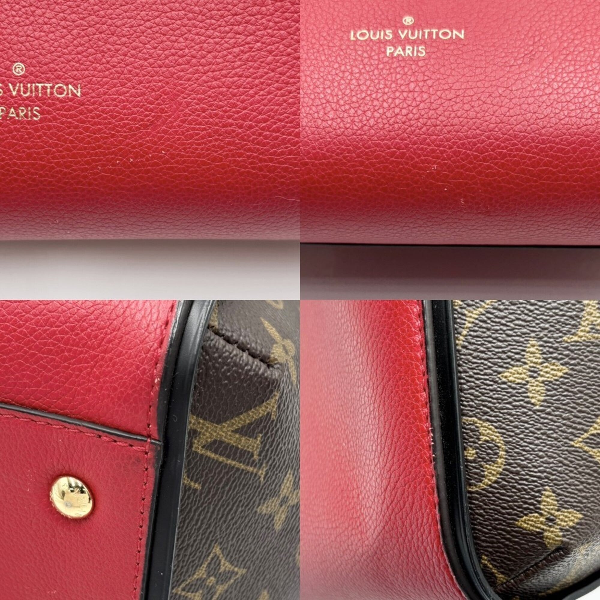 Louis Vuitton Monogram Brown Cerise Monogram Red Color Monogram Handbag Tote Bag (Pre-Owned)