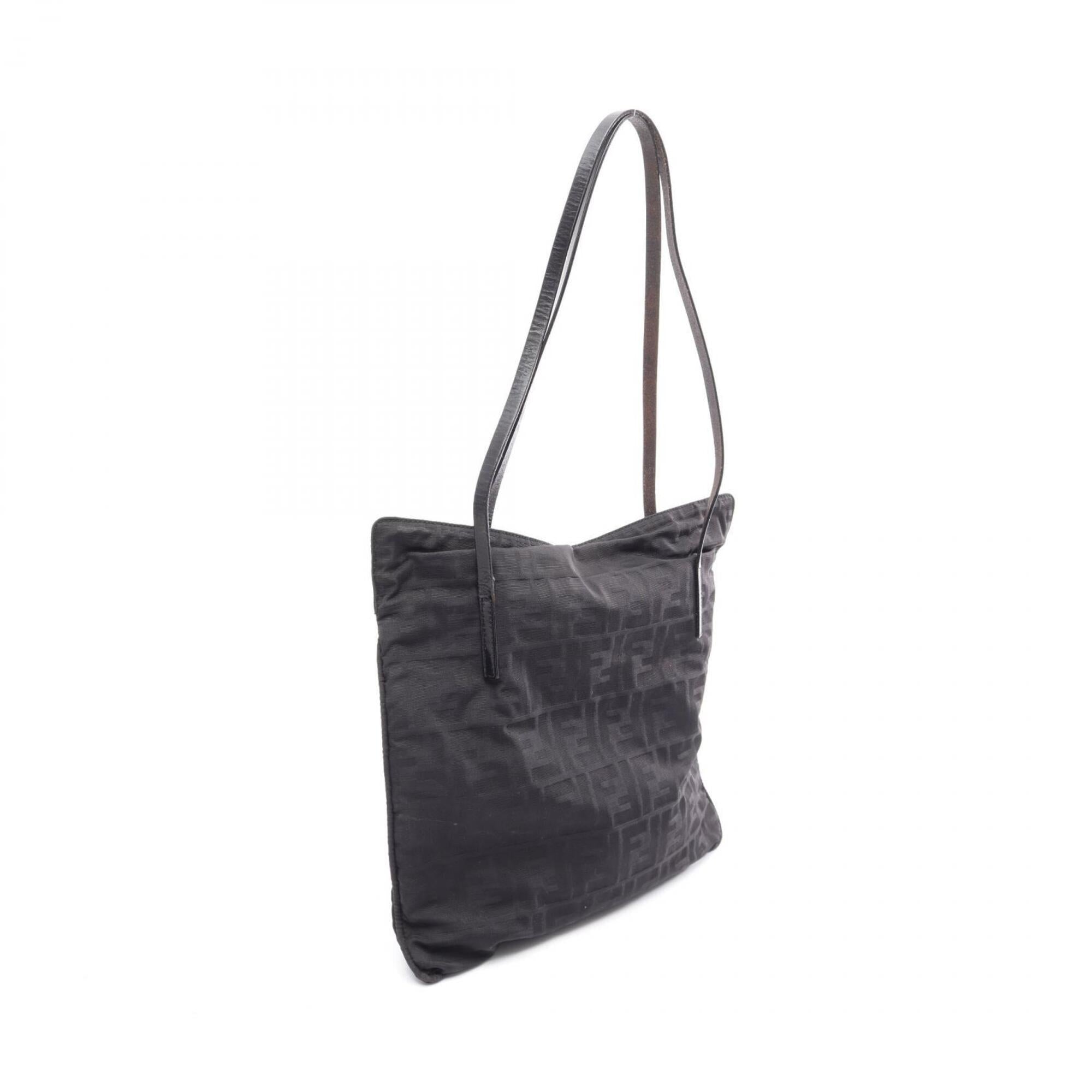 Fendi Black Nylon Leather Handbag Tote Bag (Pre-Owned)