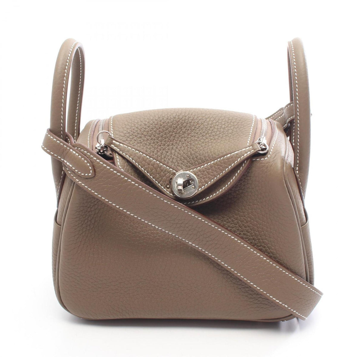 Hermes Gray Taurillon Clemence Leather Handbag Shoulder Bag (Pre-Owned)