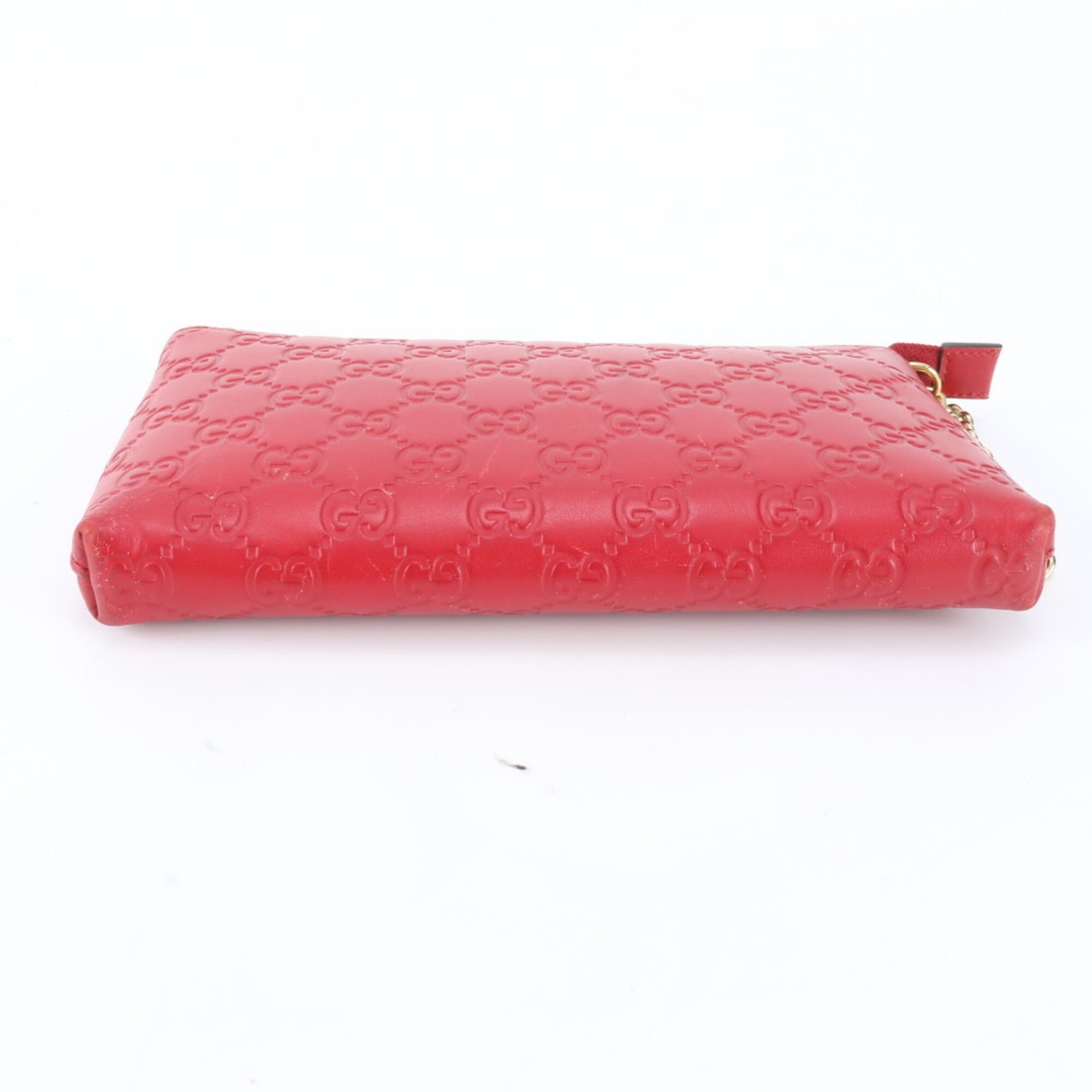 Gucci Red Color Leather Handbag Shoulder Bag (Pre-Owned)