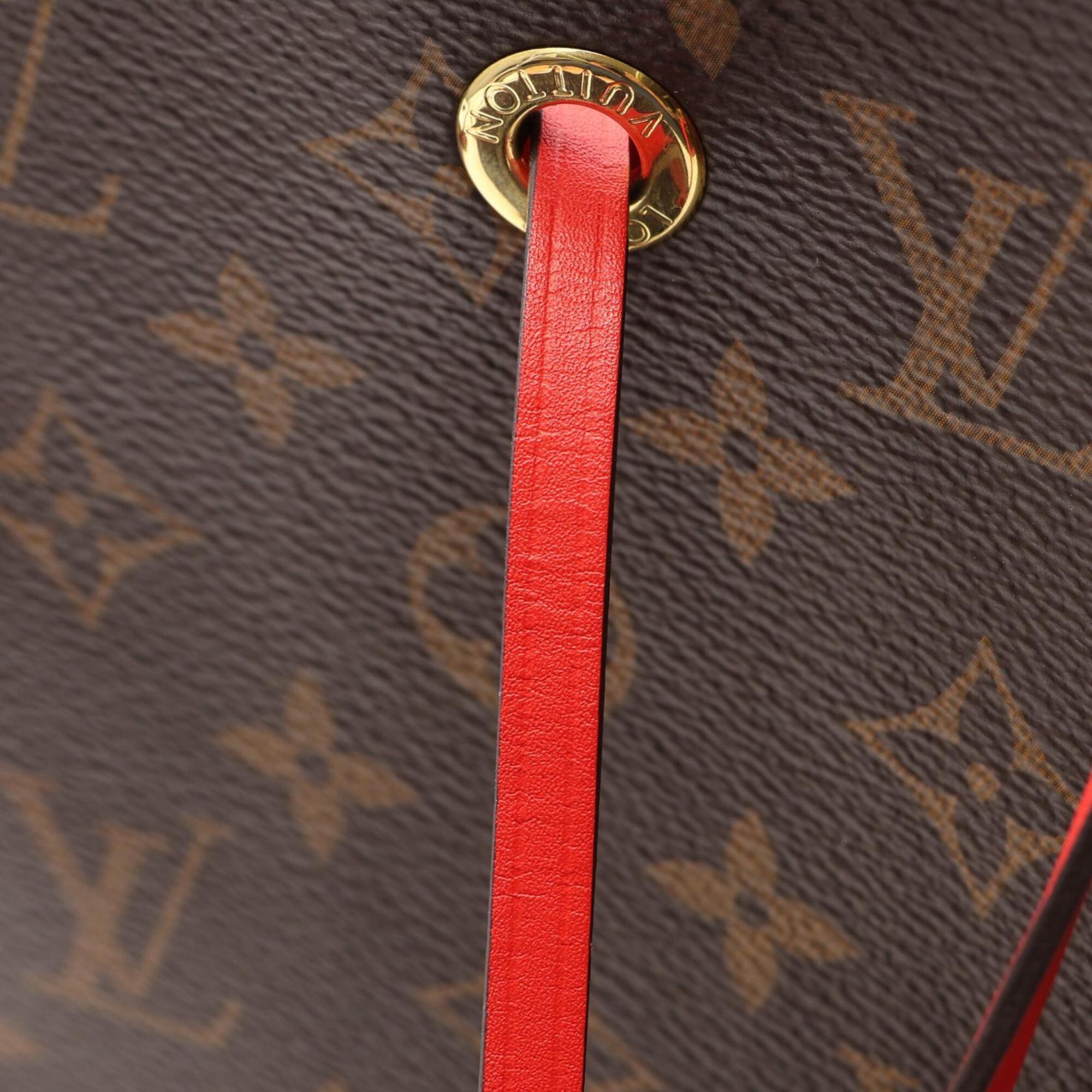 Louis Vuitton Brown Monogram Red Color Coated Canvas Leather Handbag Shoulder Bag (Pre-Owned)