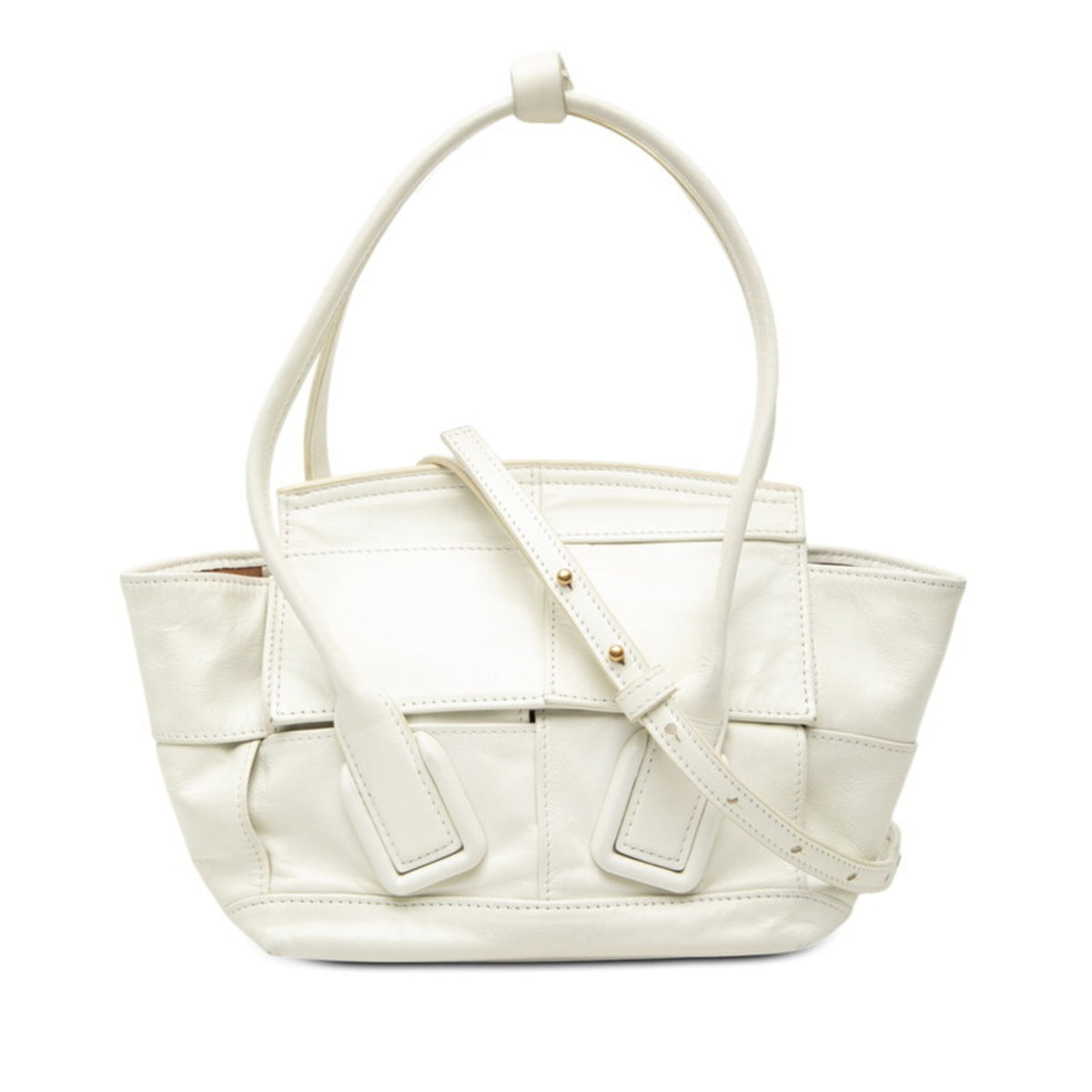 Bottega Veneta White Leather Handbag Shoulder Bag (Pre-Owned)
