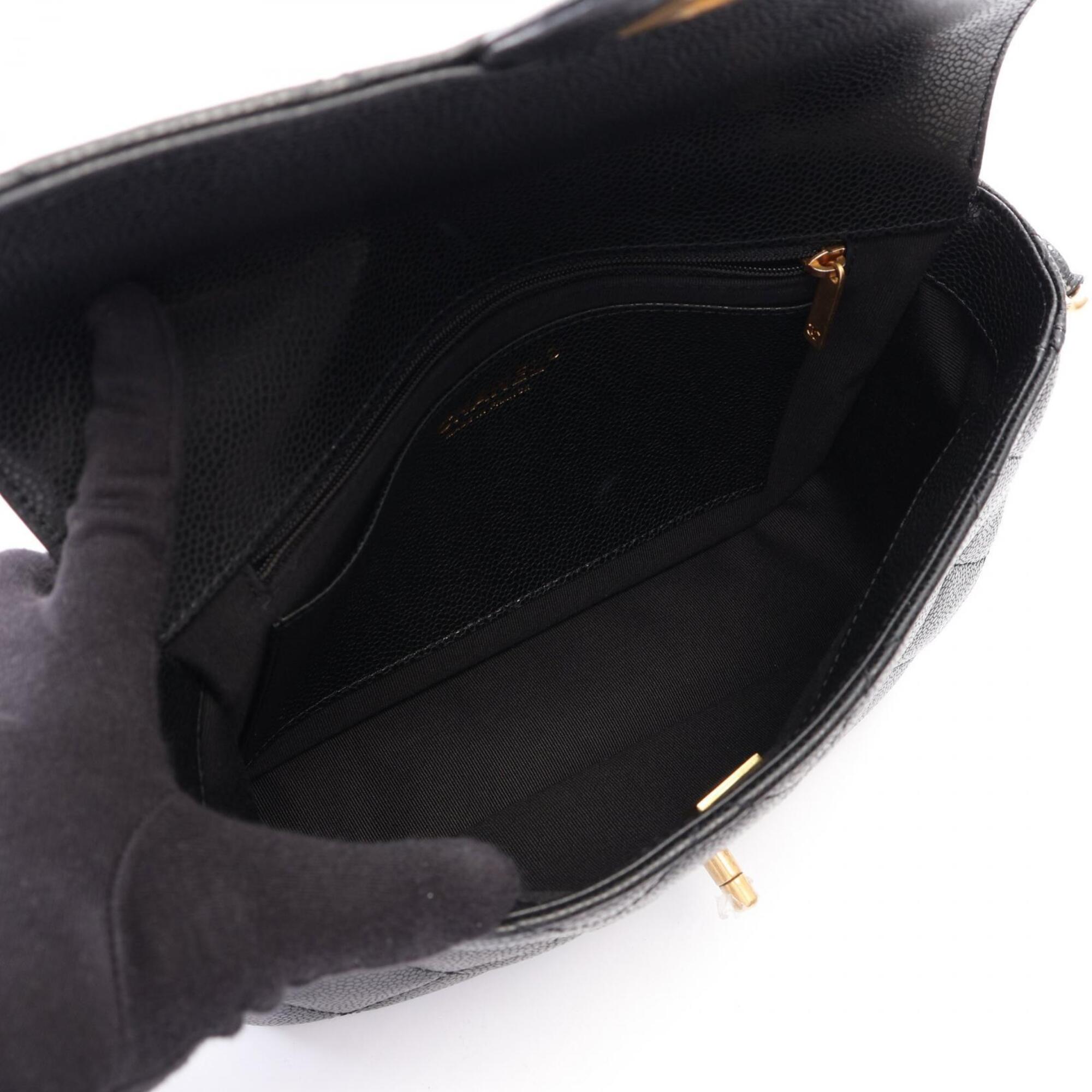 Chanel Black Grained Calfskin Handbag Shoulder Bag (Pre-Owned)