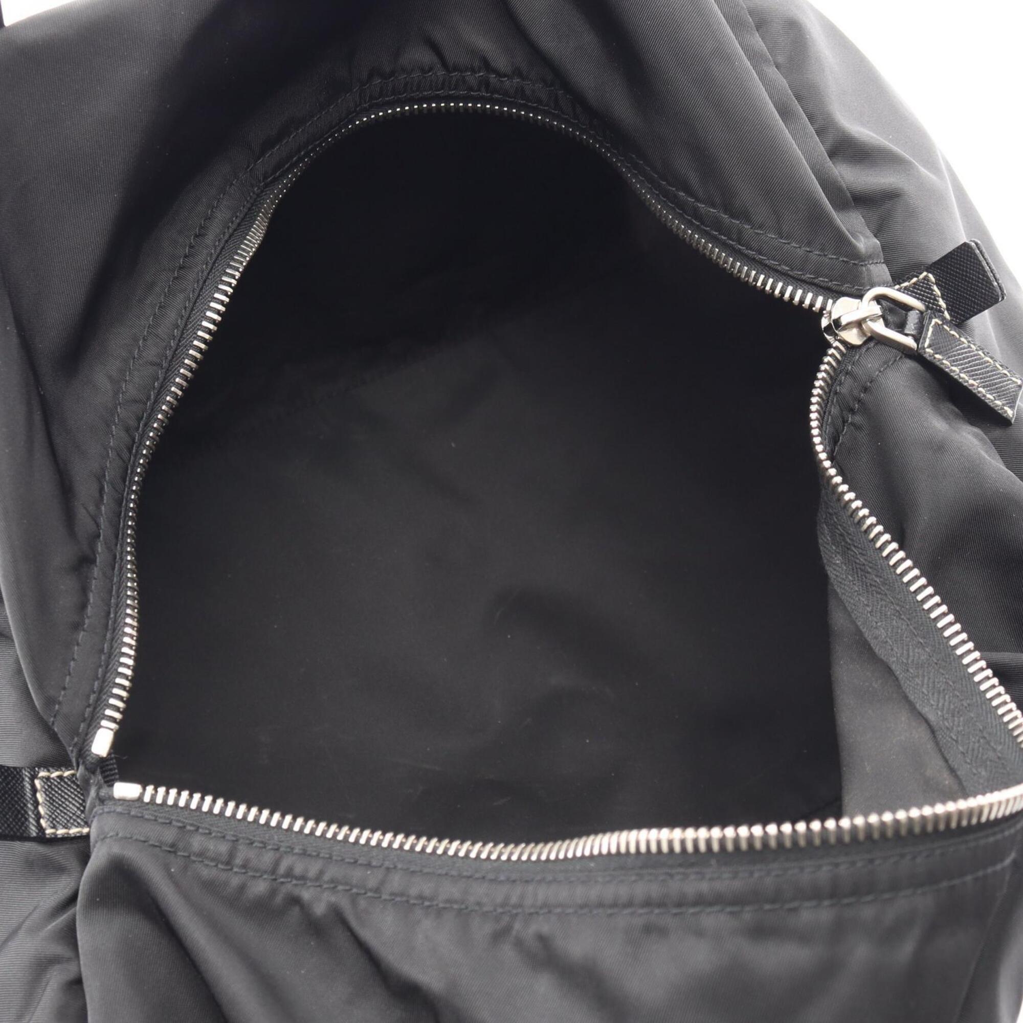 Prada Black Nylon Leather Handbag Tote Bag (Pre-Owned)
