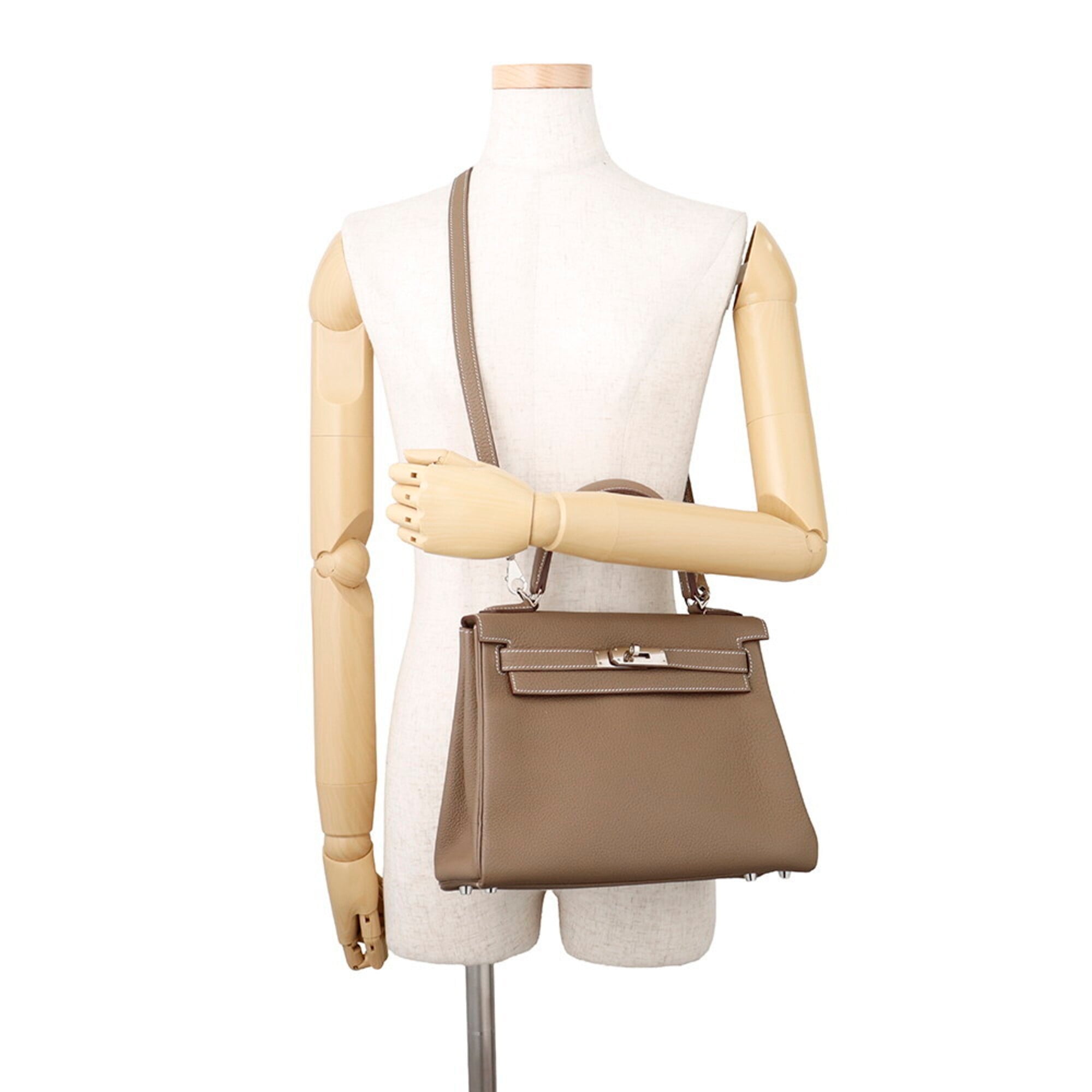 Hermes Kelly Etoupe Gray Togo Leather Handbag (Pre-Owned)