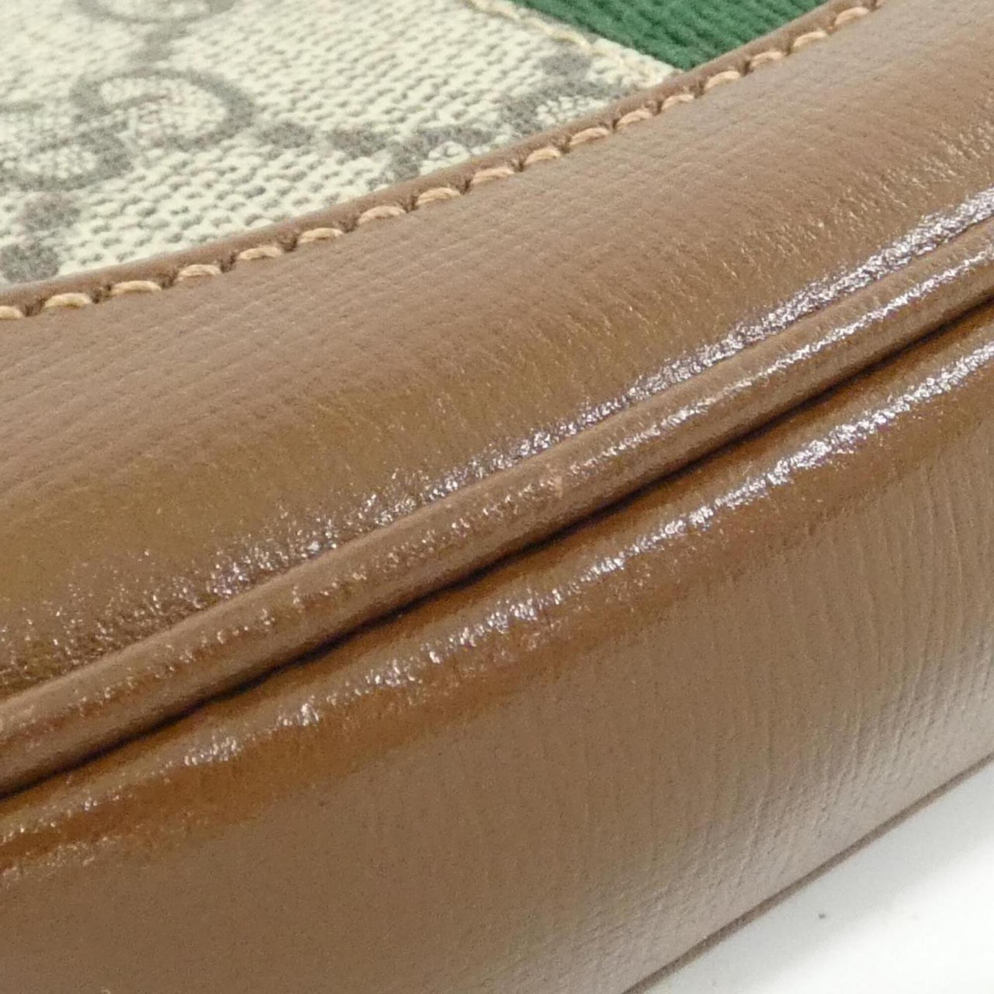 Gucci Beige Brown Gg Supreme Canvas Leather Handbag (Pre-Owned)