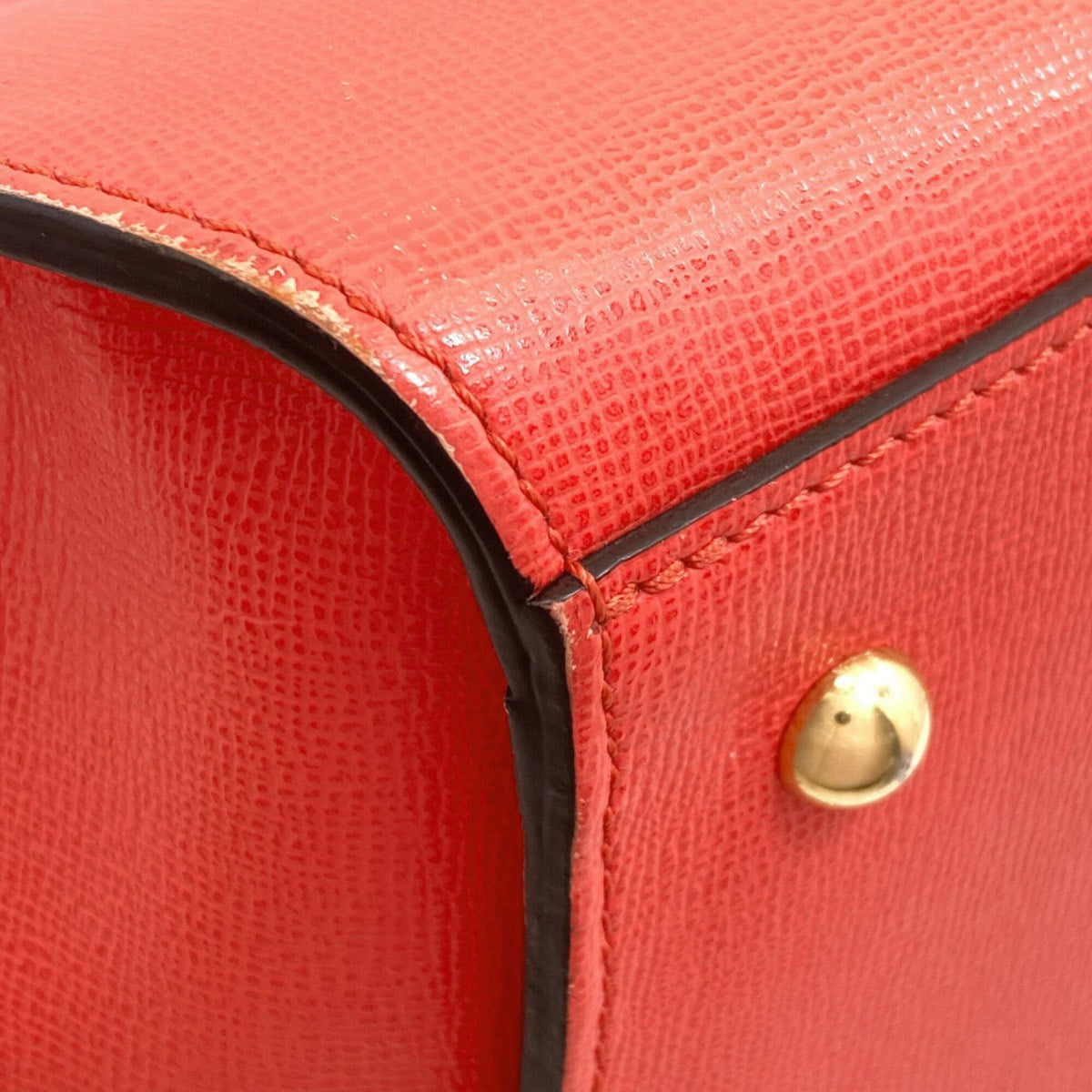 Longchamp Red Color Leather Handbag (Pre-Owned)