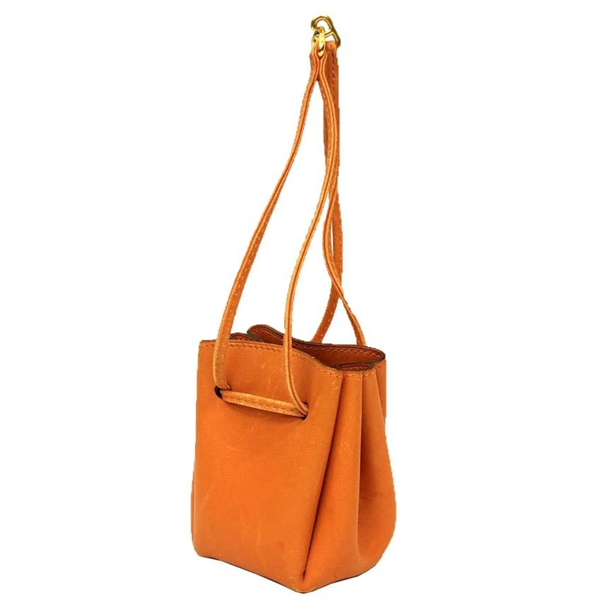 Hermes Orange Box Calf Leather Pouch (Pre-Owned)