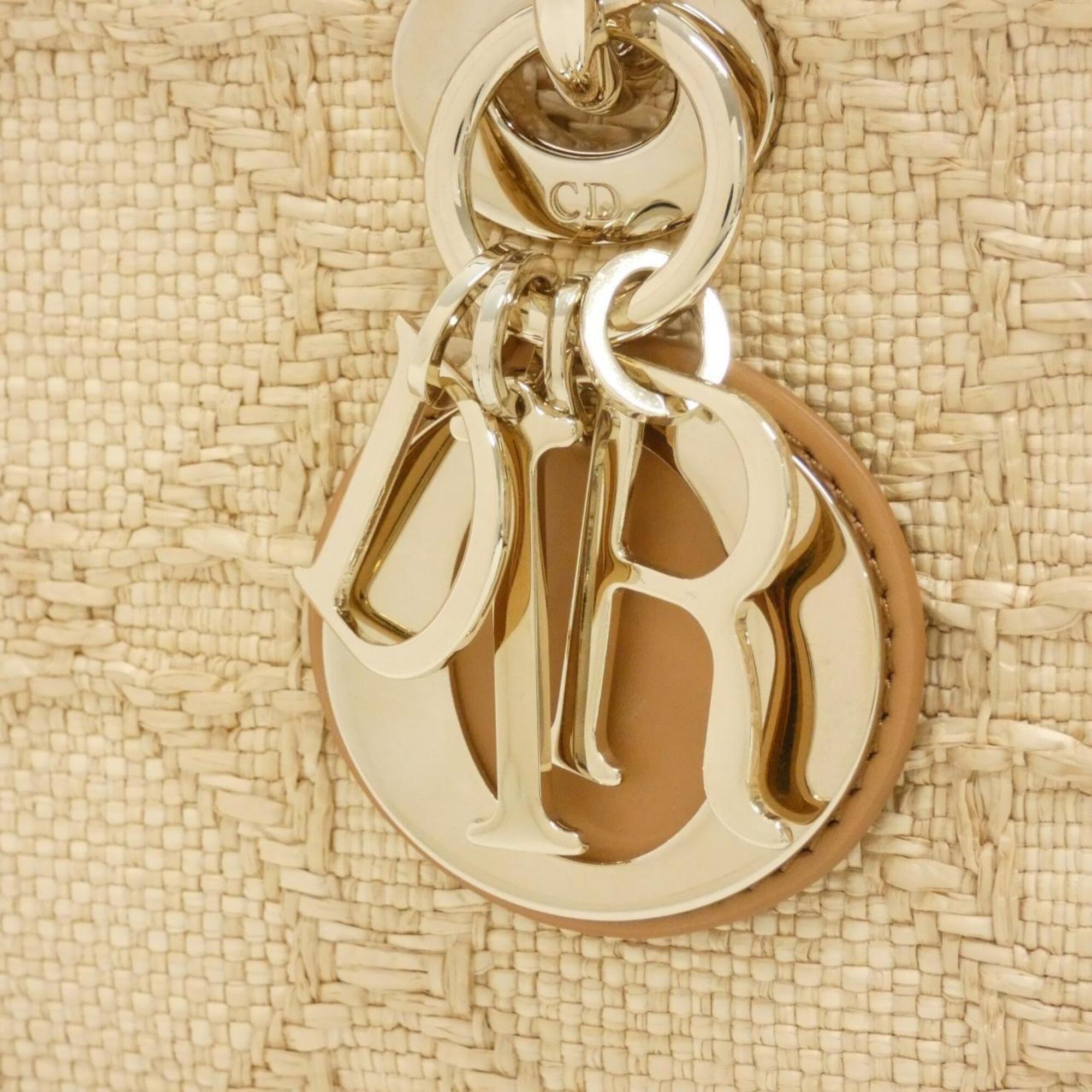 Christian Dior Beige Raffia Leather Handbag (Pre-Owned)