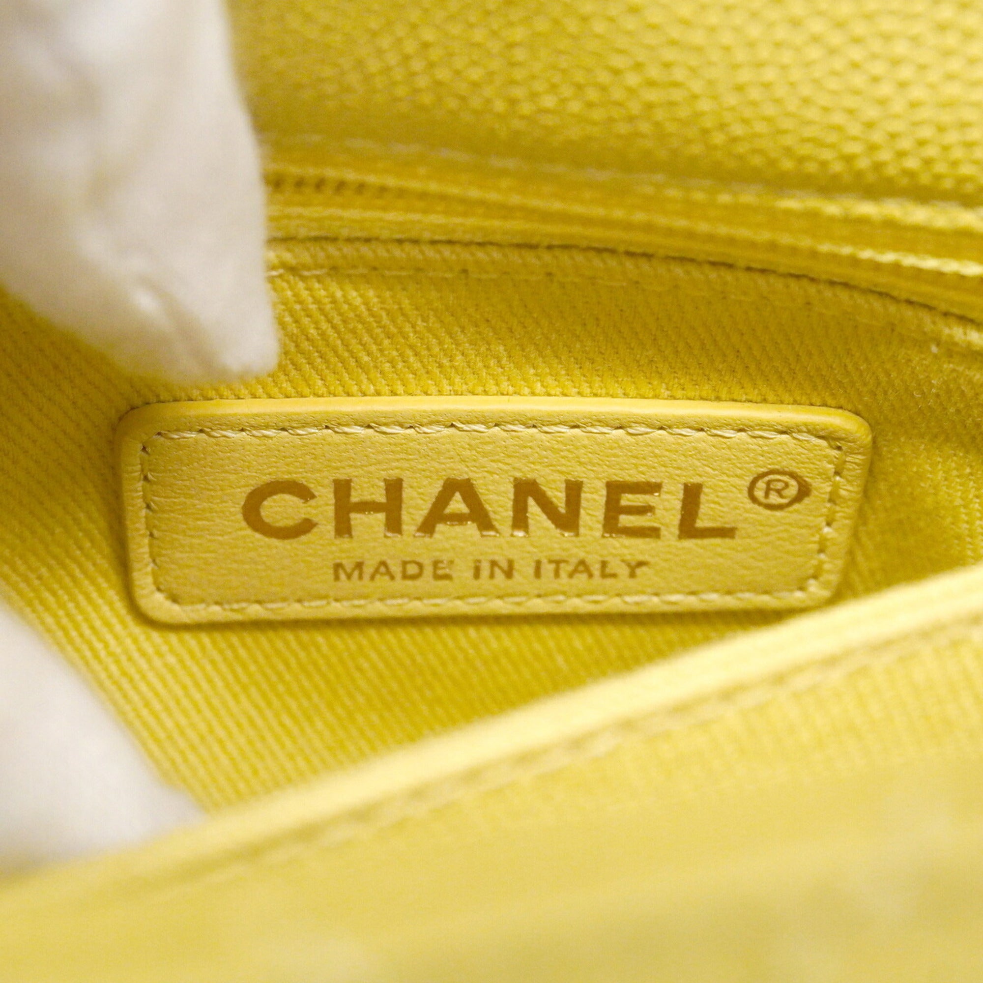 Chanel Yellow Grained Calfskin Handbag (Pre-Owned)