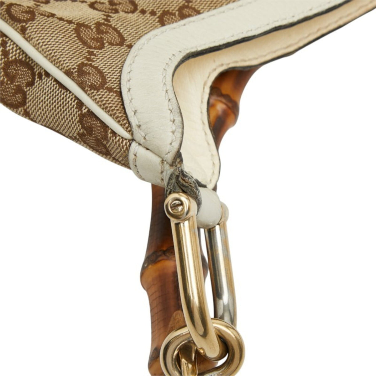 Gucci Gg Canvas Beige Ivory Gg Canvas Leather Handbag Shoulder Bag (Pre-Owned)