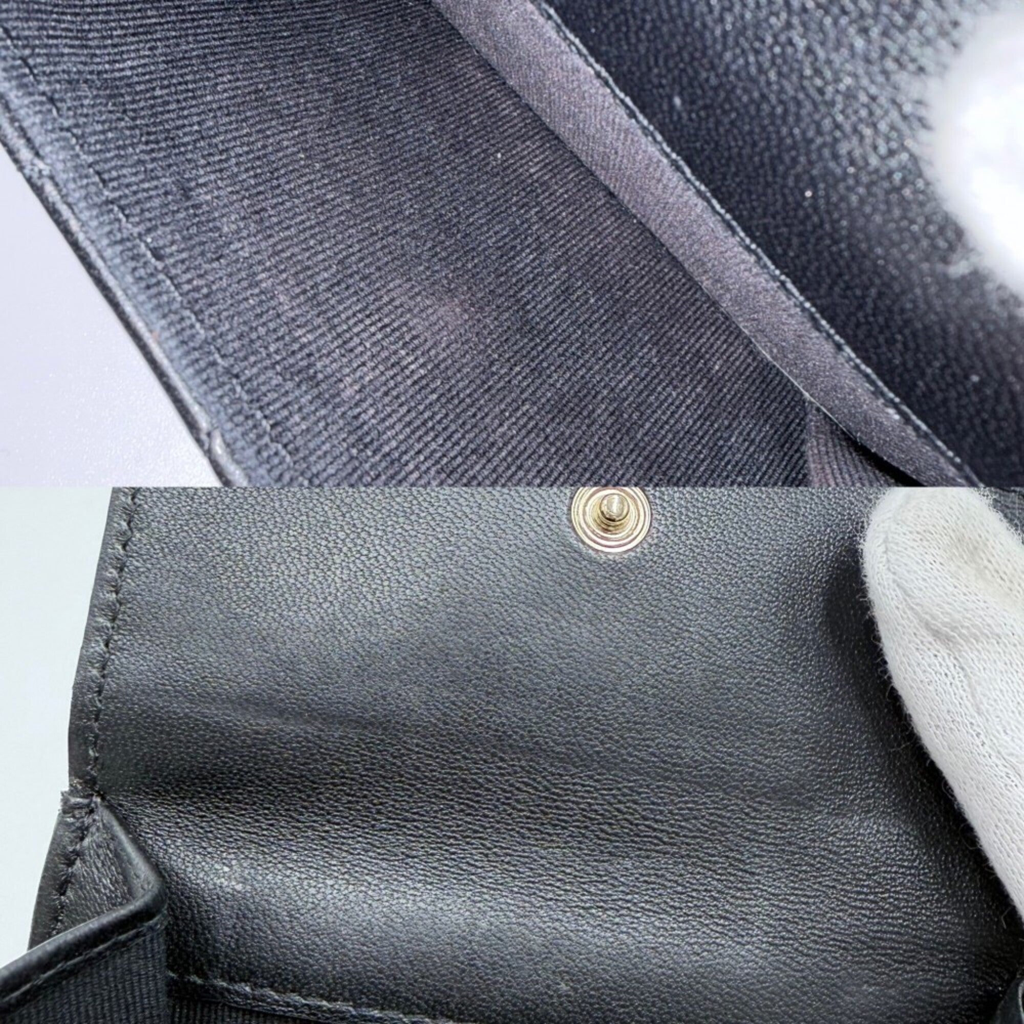 Chanel Black Rhinestone Leather Artificial Pearl Wallet (Tri-Fold) (Pre-Owned)