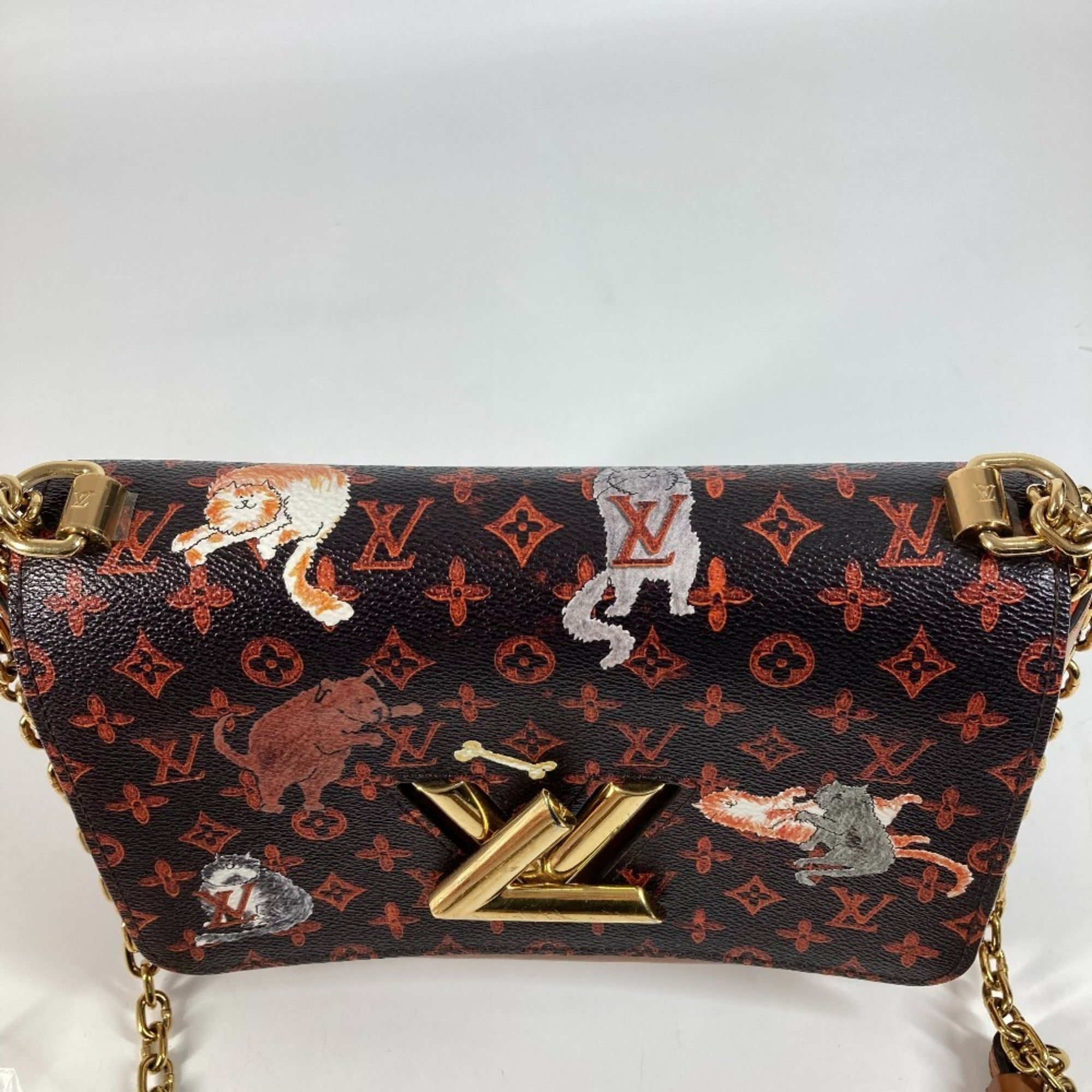 Louis Vuitton Brown Orange Monogram Leather Shoulder Bag (Pre-Owned)