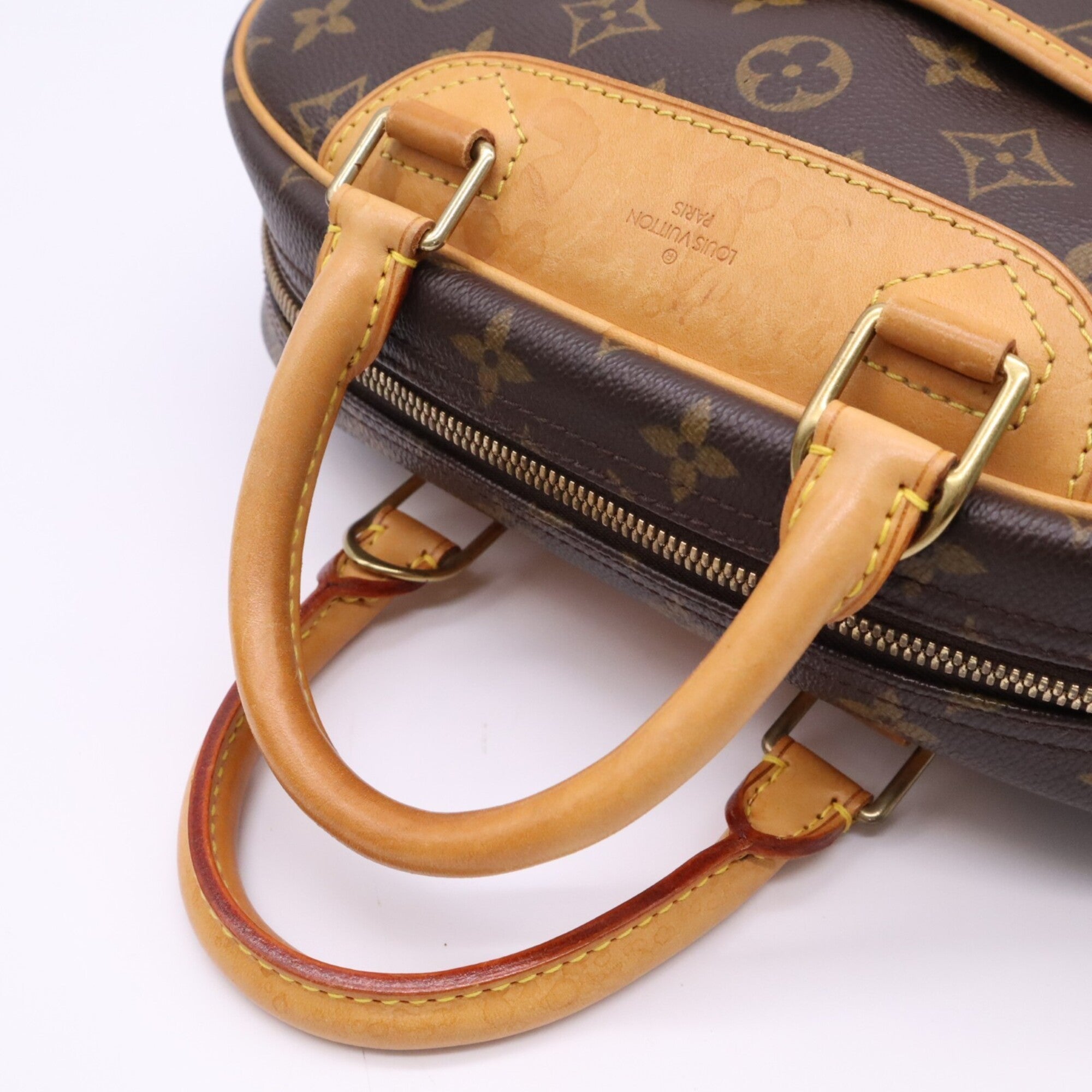 Louis Vuitton Monogram Beige Brown Coated Canvas Leather Handbag (Pre-Owned)
