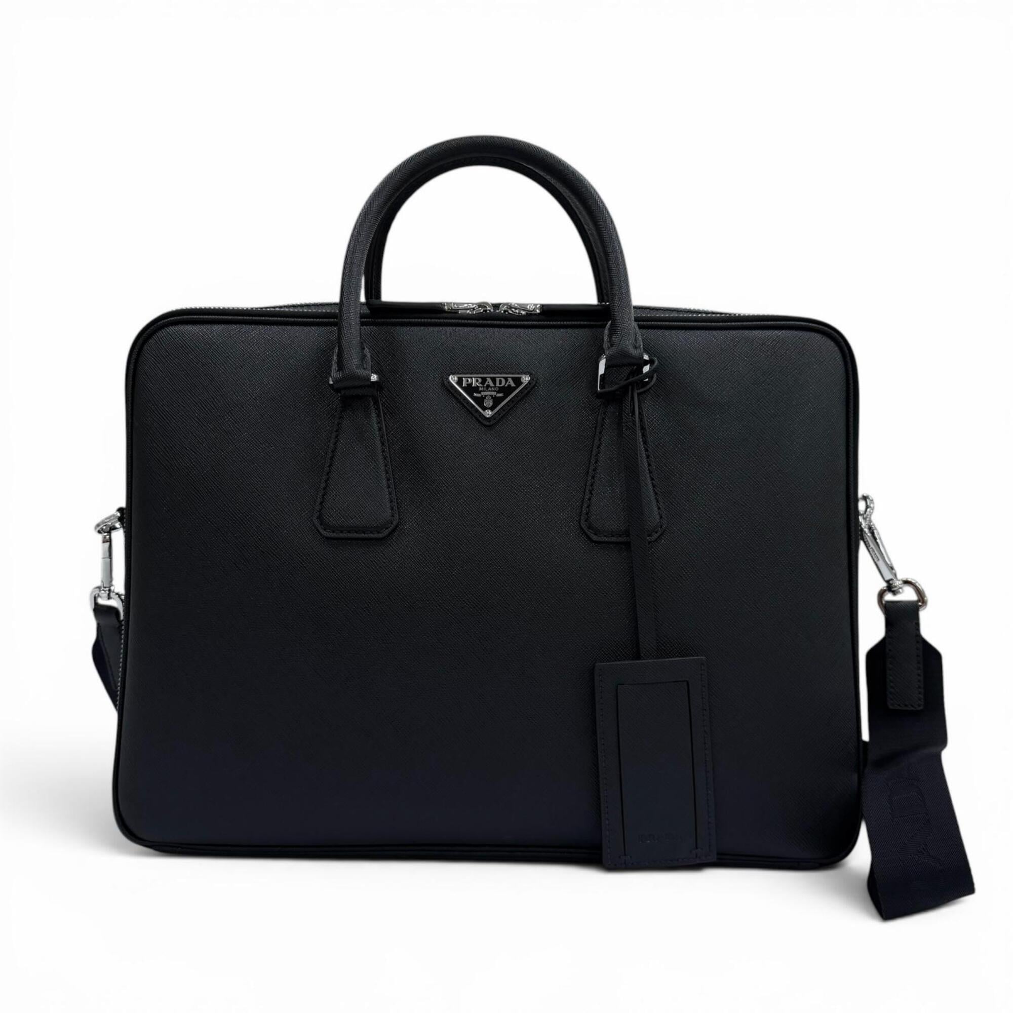 Prada Black Leather Briefcase (Pre-Owned)