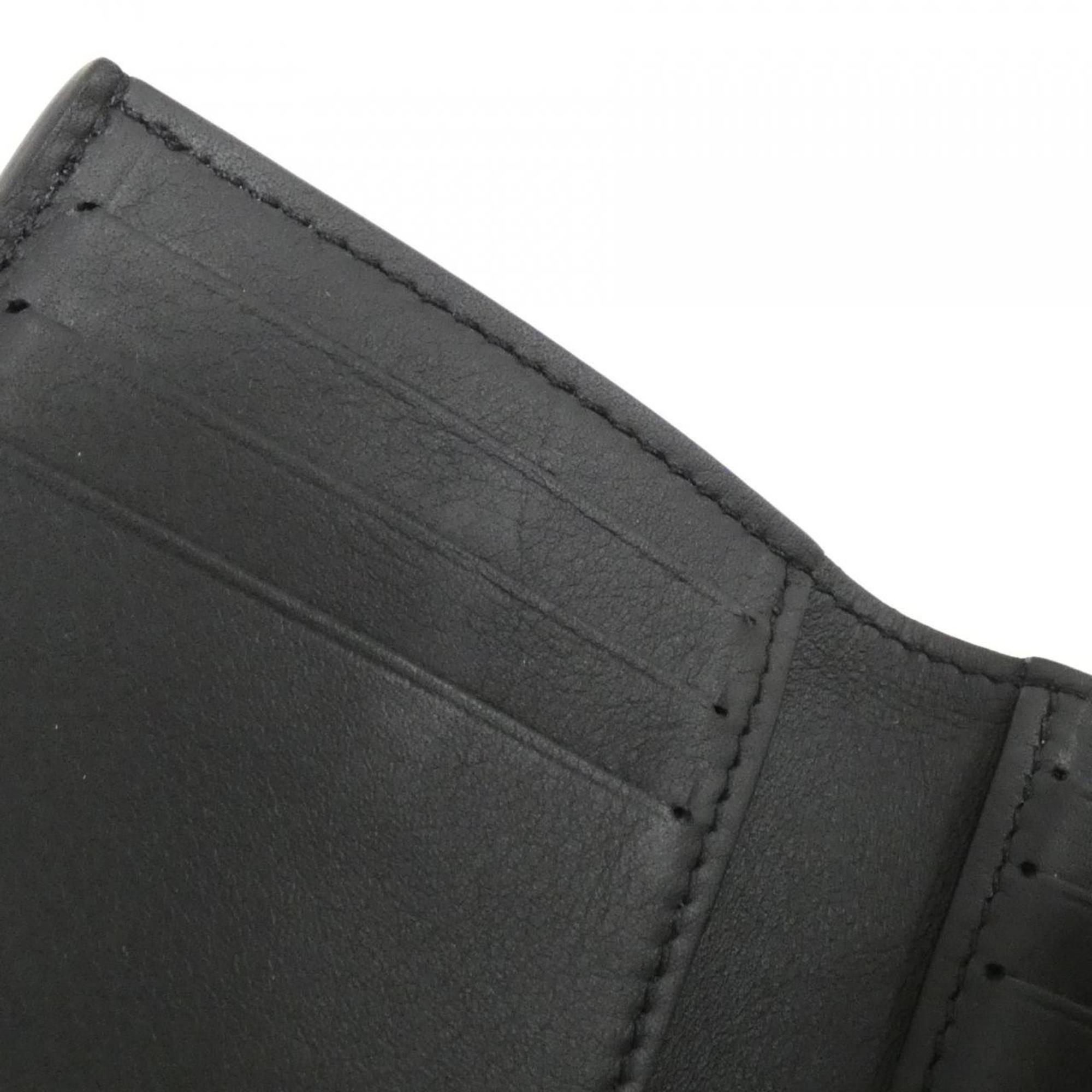 Louis Vuitton Black Leather Wallet (Tri-Fold) (Pre-Owned)
