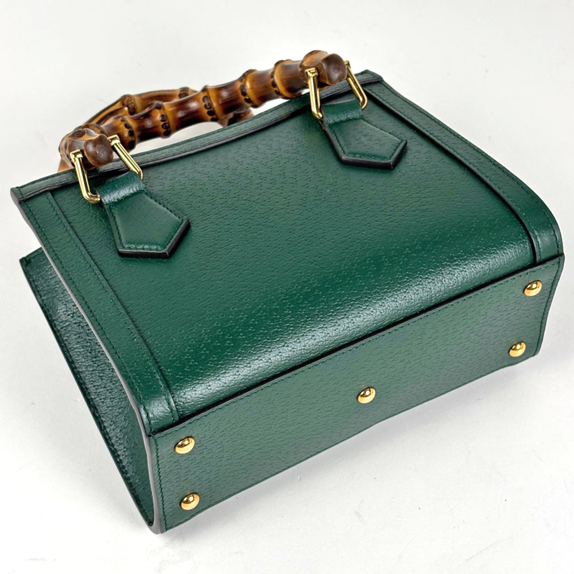 Gucci Bamboo Green Leather Tote Bag (Pre-Owned)