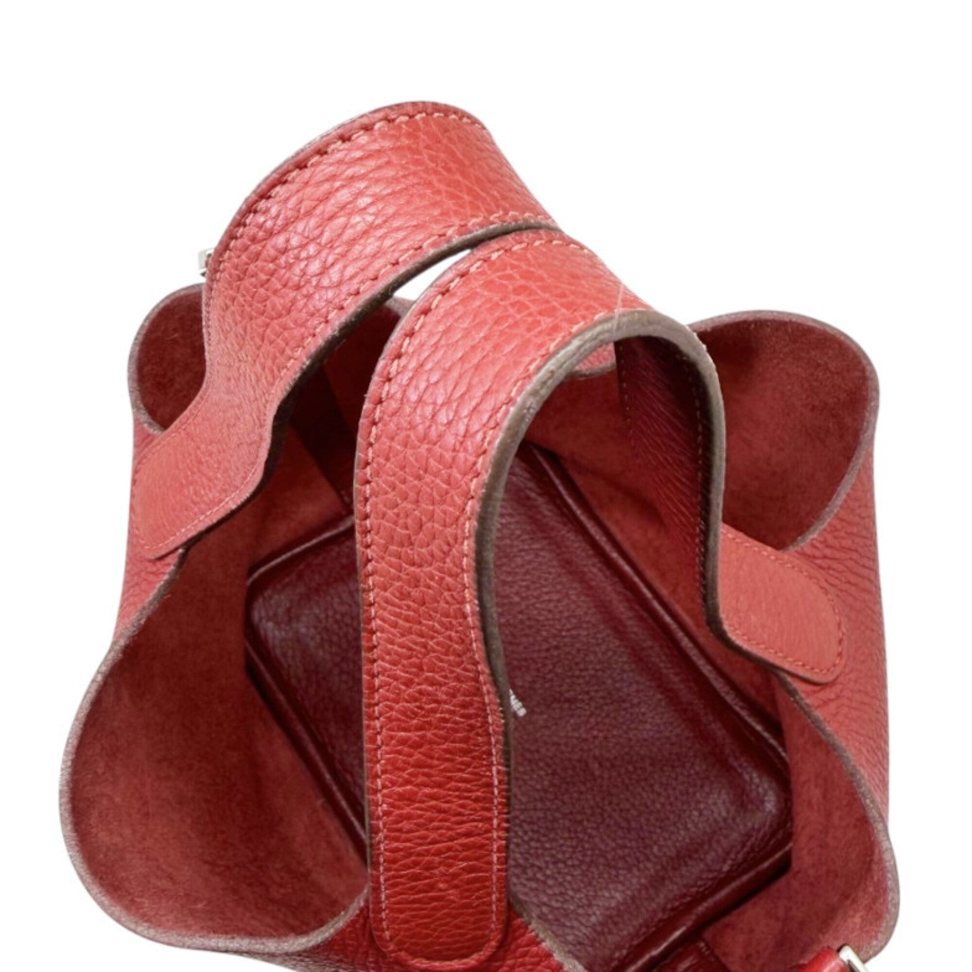 Hermes Rouge Garance Taurillon Clemence Leather Handbag (Pre-Owned)
